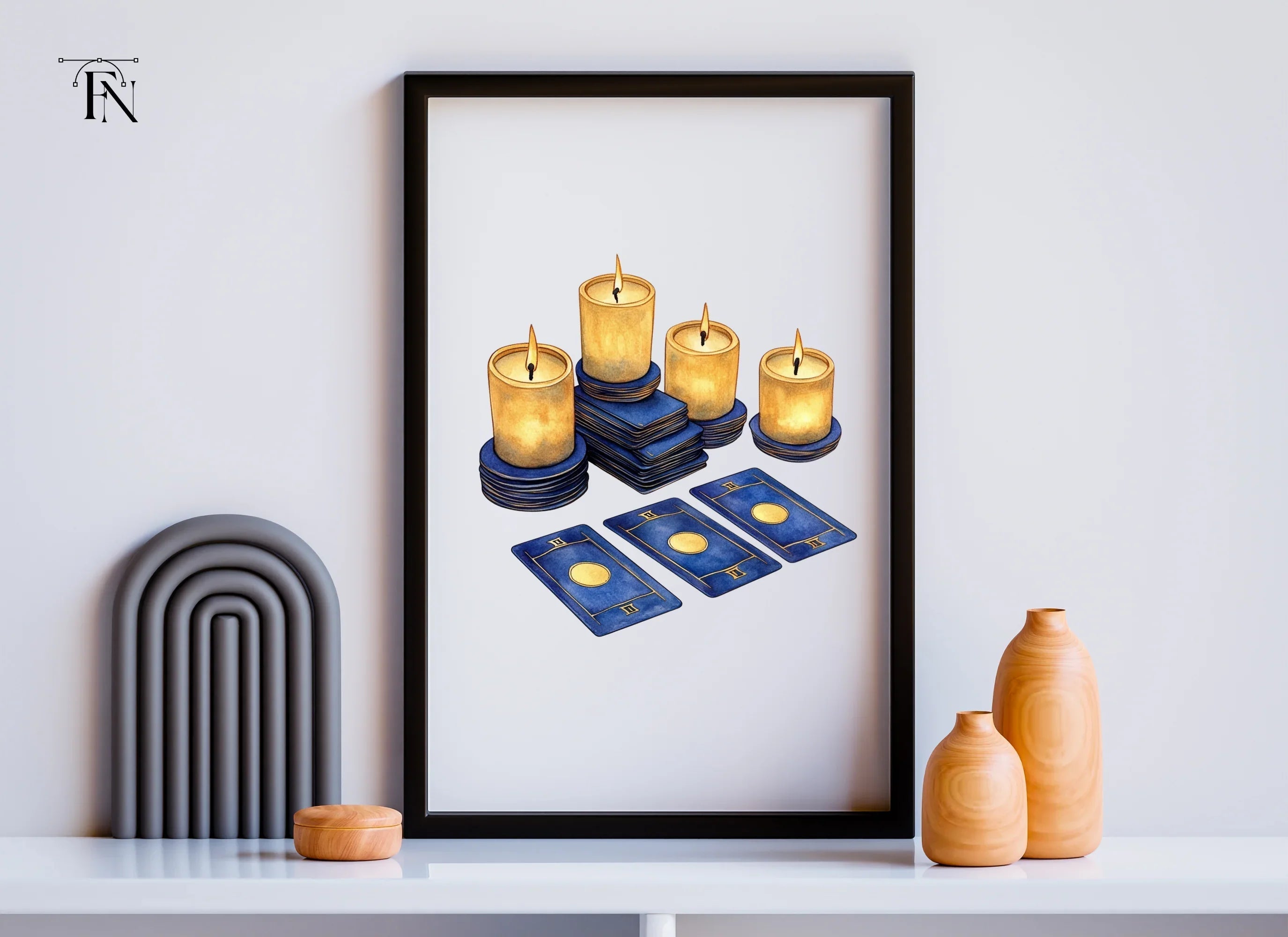 Mystical Tarot Cards and Candles Clipart Bundle