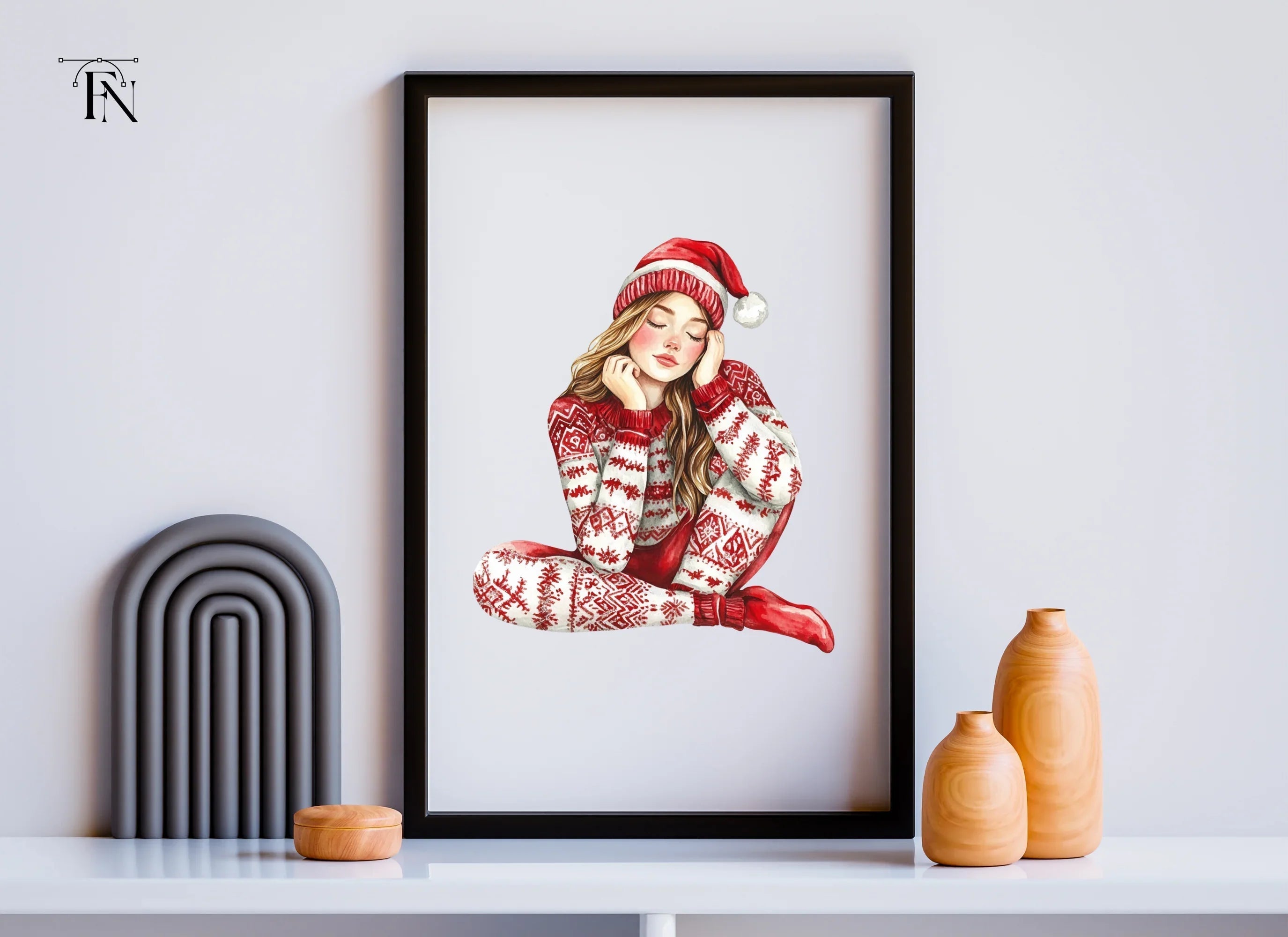 Cozy Christmas Girl Clipart Bundle
