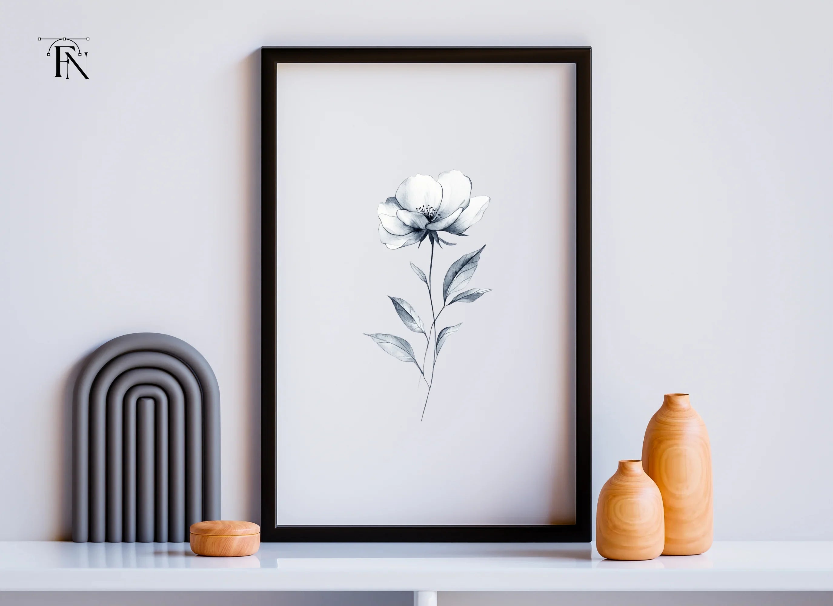 Elegant Black and White Flower Clipart Bundle