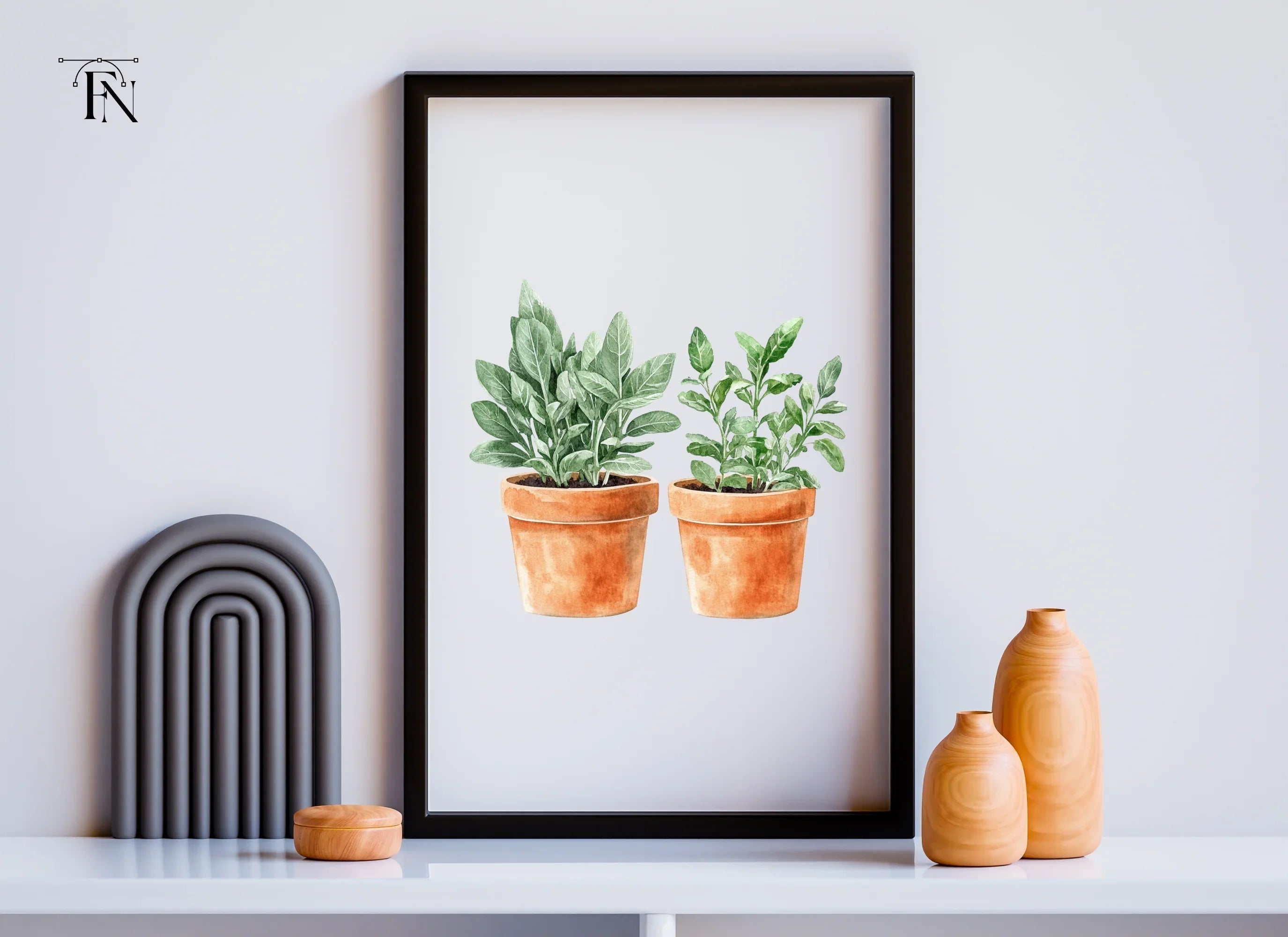 Herb Garden Potted Plants Clipart Bundle
