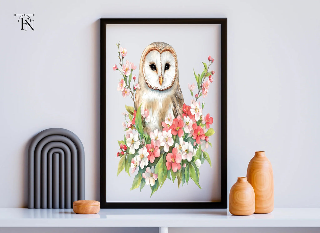 Floral Barn Owl Clipart Bundle