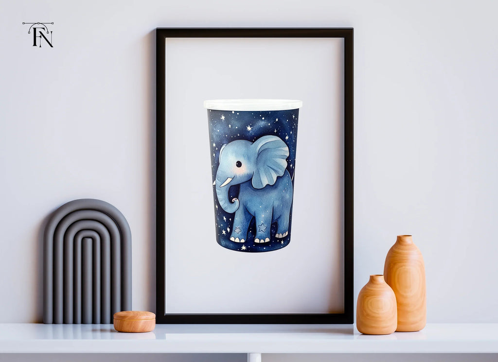 Cute Elephant in Starry Night Clipart Bundle