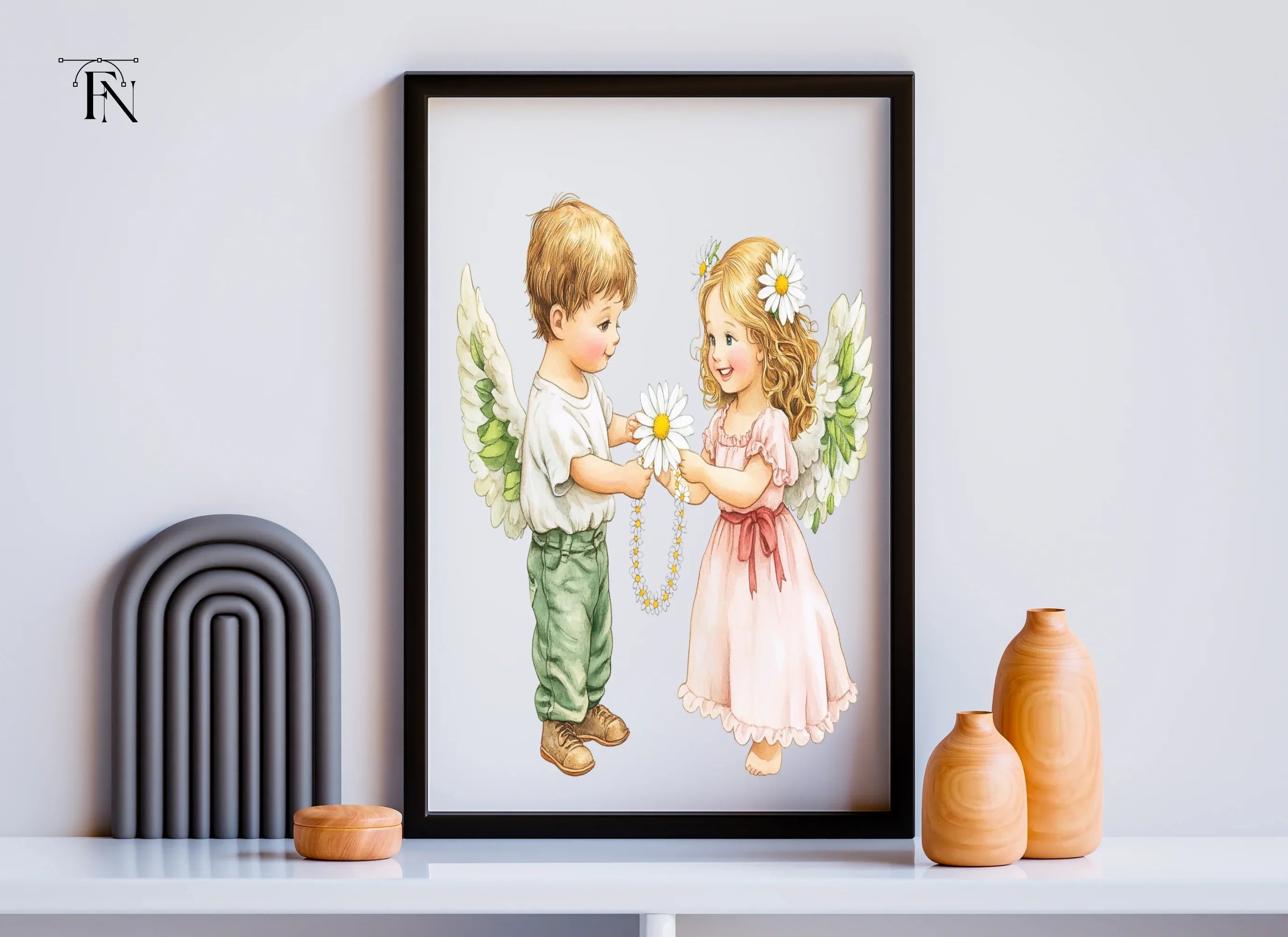 Sweet Angel Children Daisy Chain Clipart Bundle