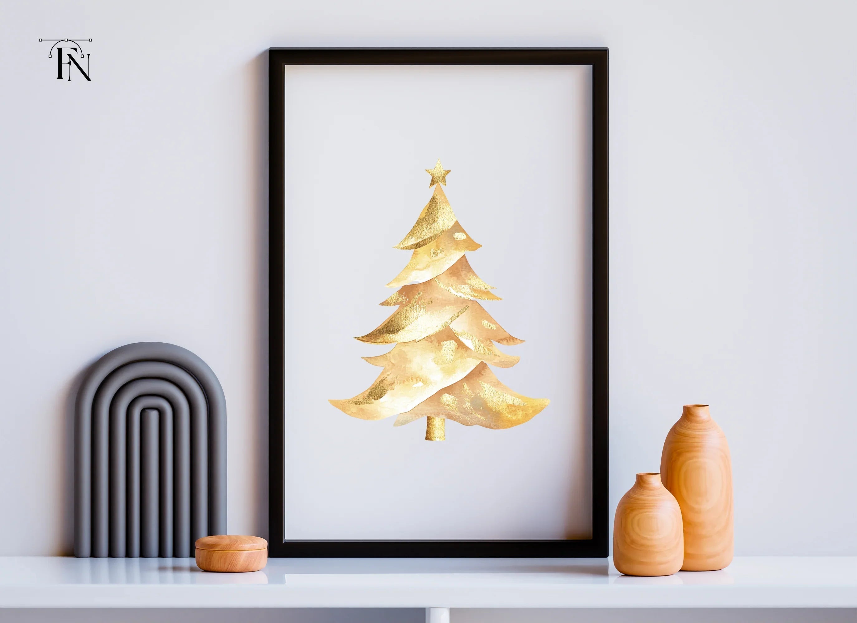 Sparkling Gold Christmas Tree Clipart Bundle