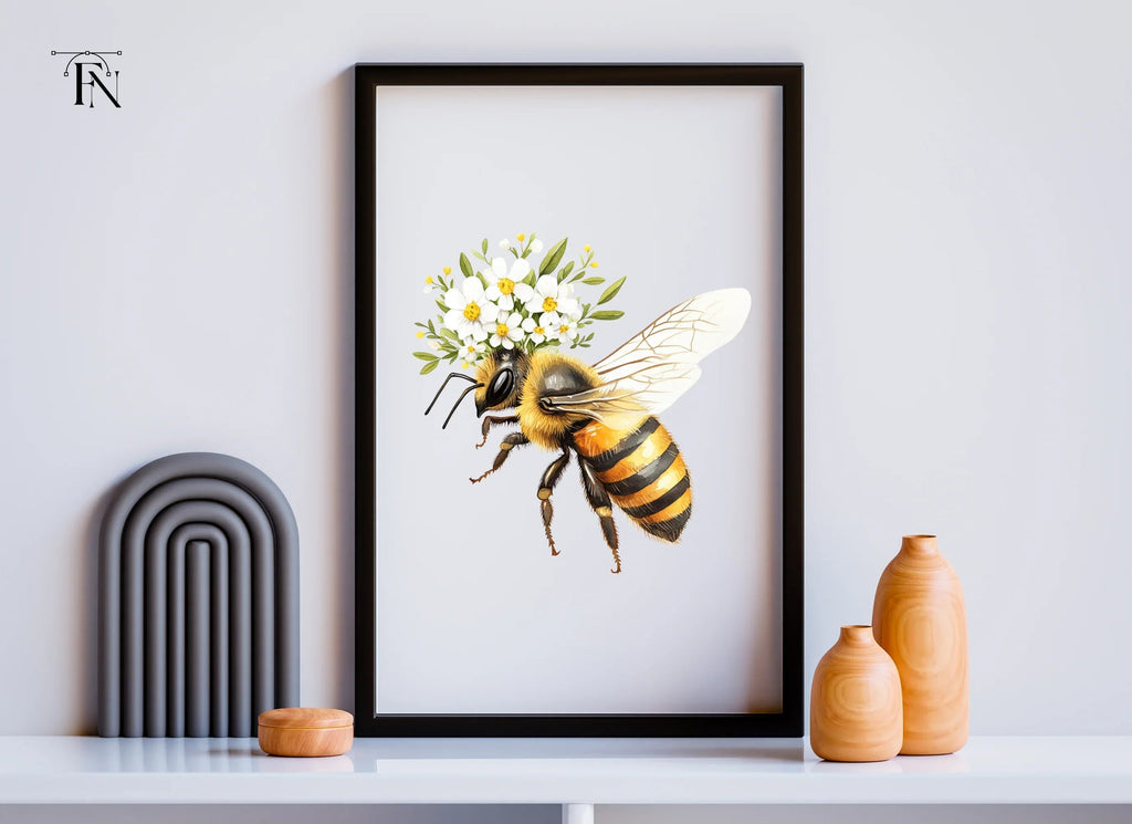 Elegant Bee with Floral Crown Clipart Bundle