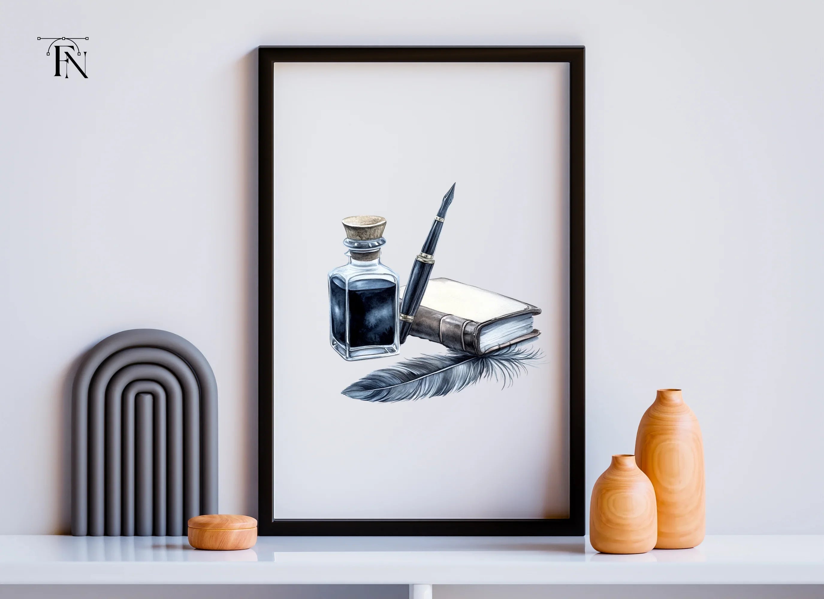 Inkwell Pen Feather Book Clipart Bundle