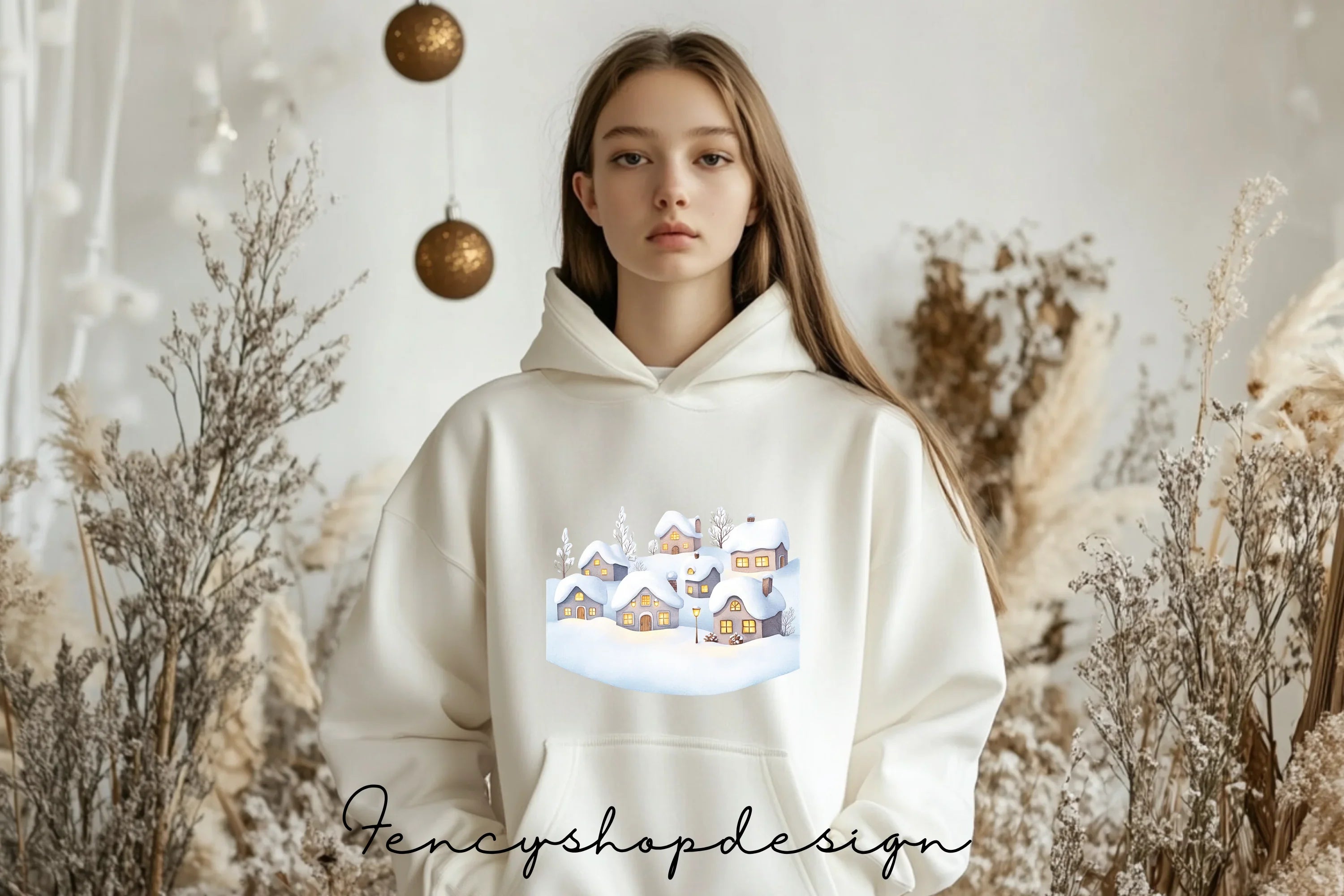 Snowy Christmas Village Clipart Bundle