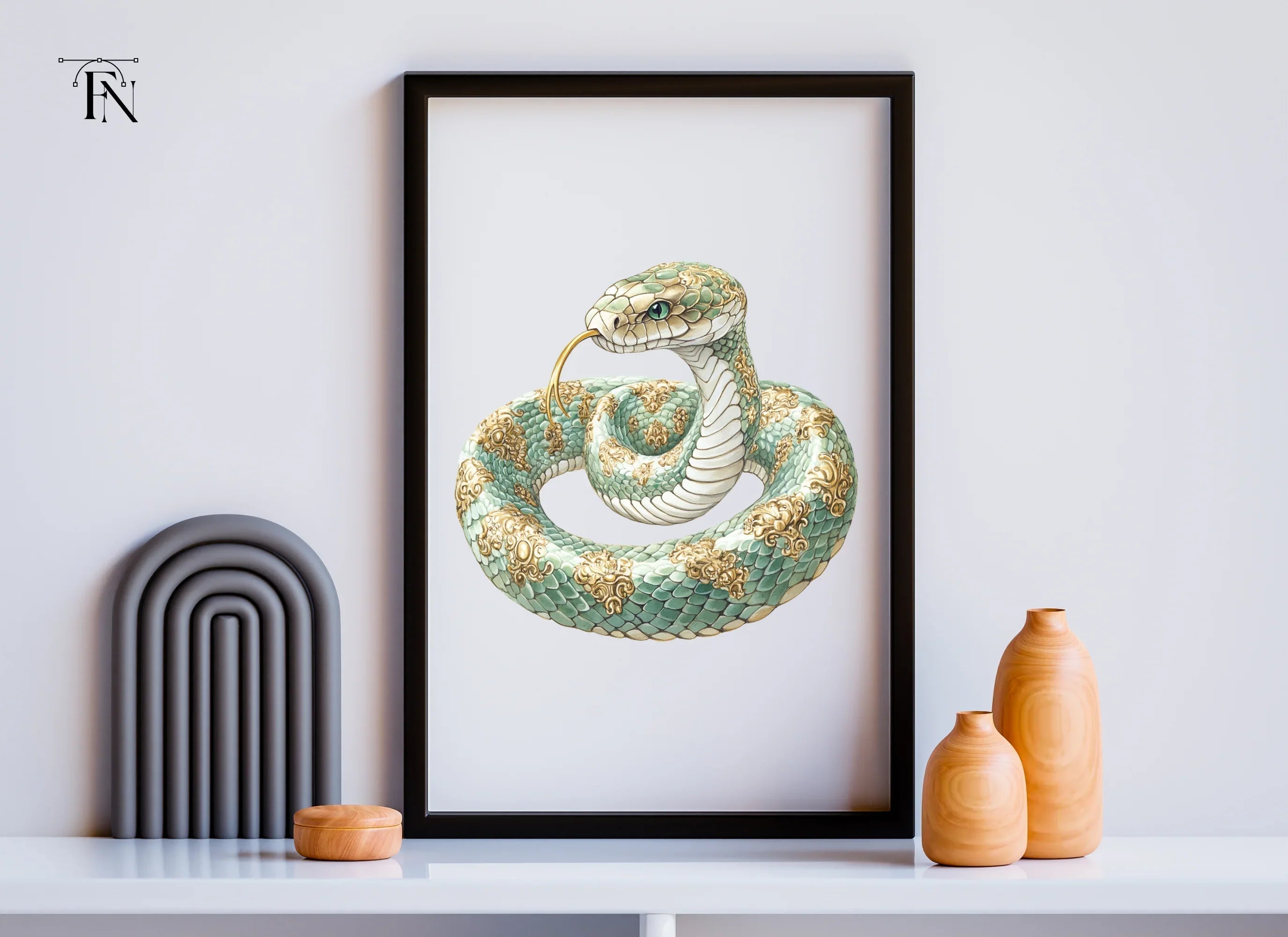 Elegant Green Ornate Snake Clipart Bundle