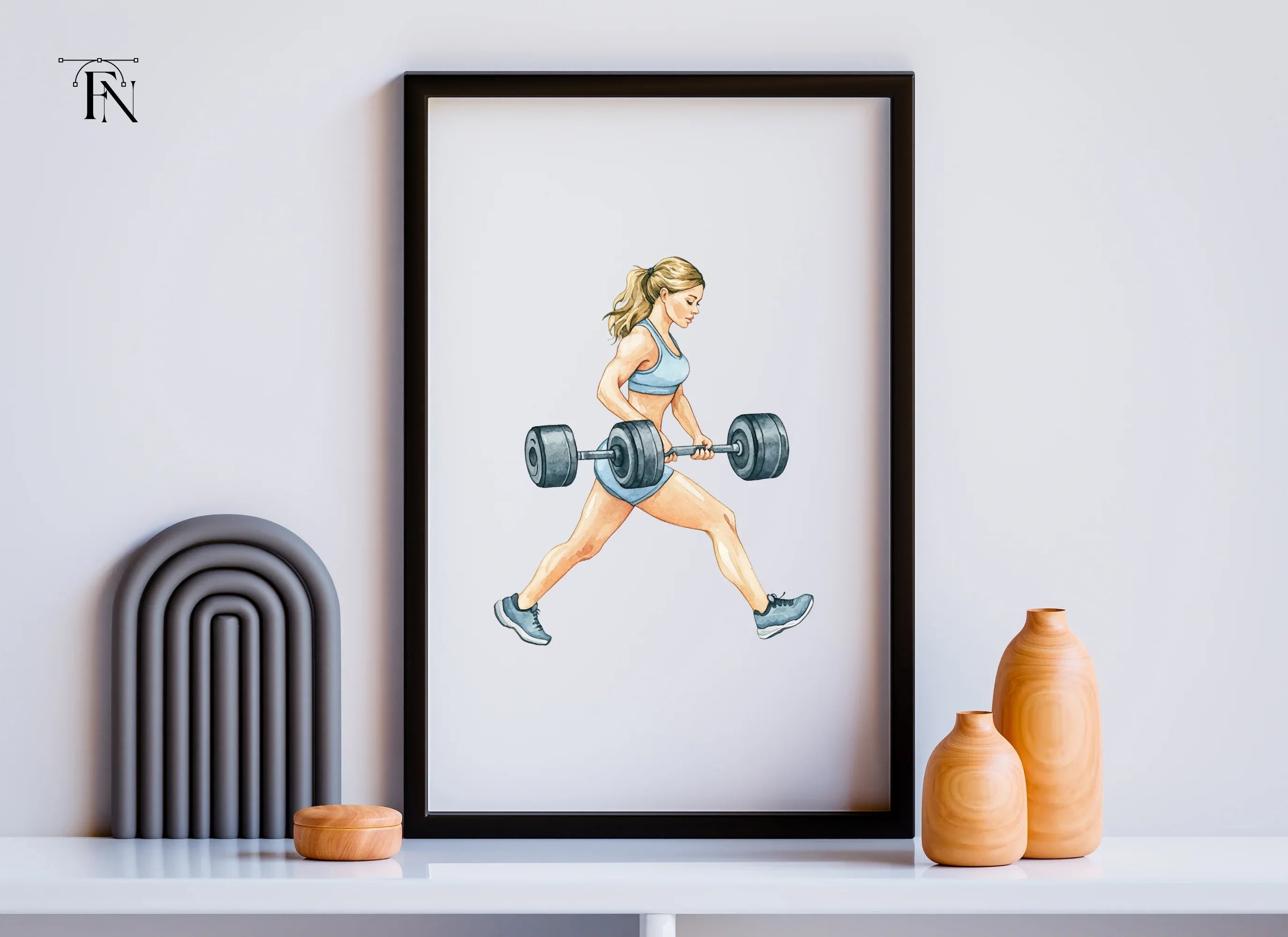 Strong Woman Lifting Barbell Clipart Bundle