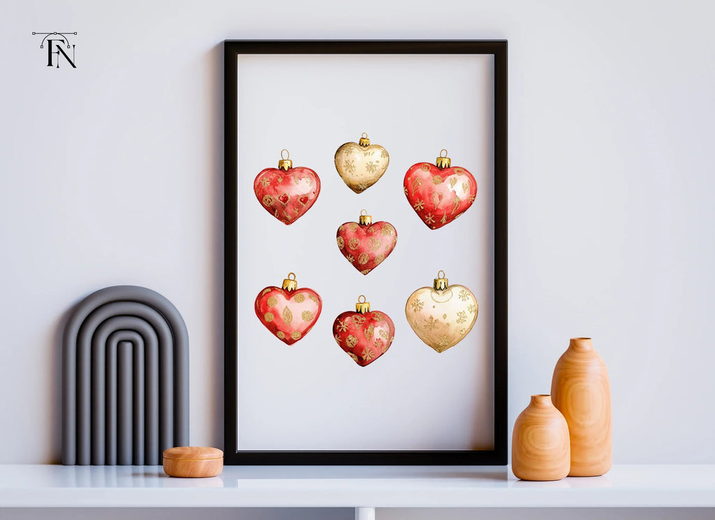 Festive Heart Ornament Clipart Bundle