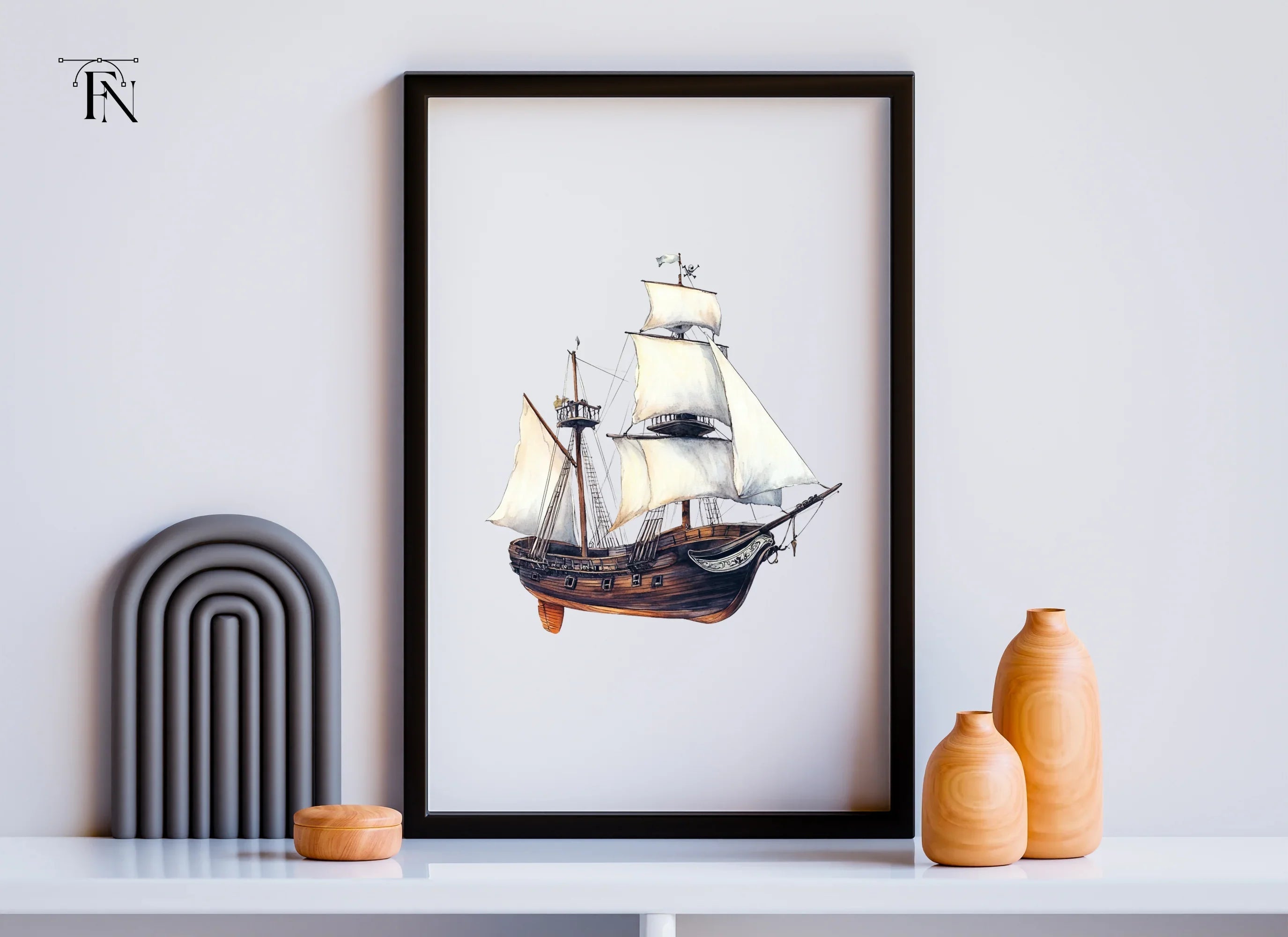Vintage Pirate Ship Clipart Bundle