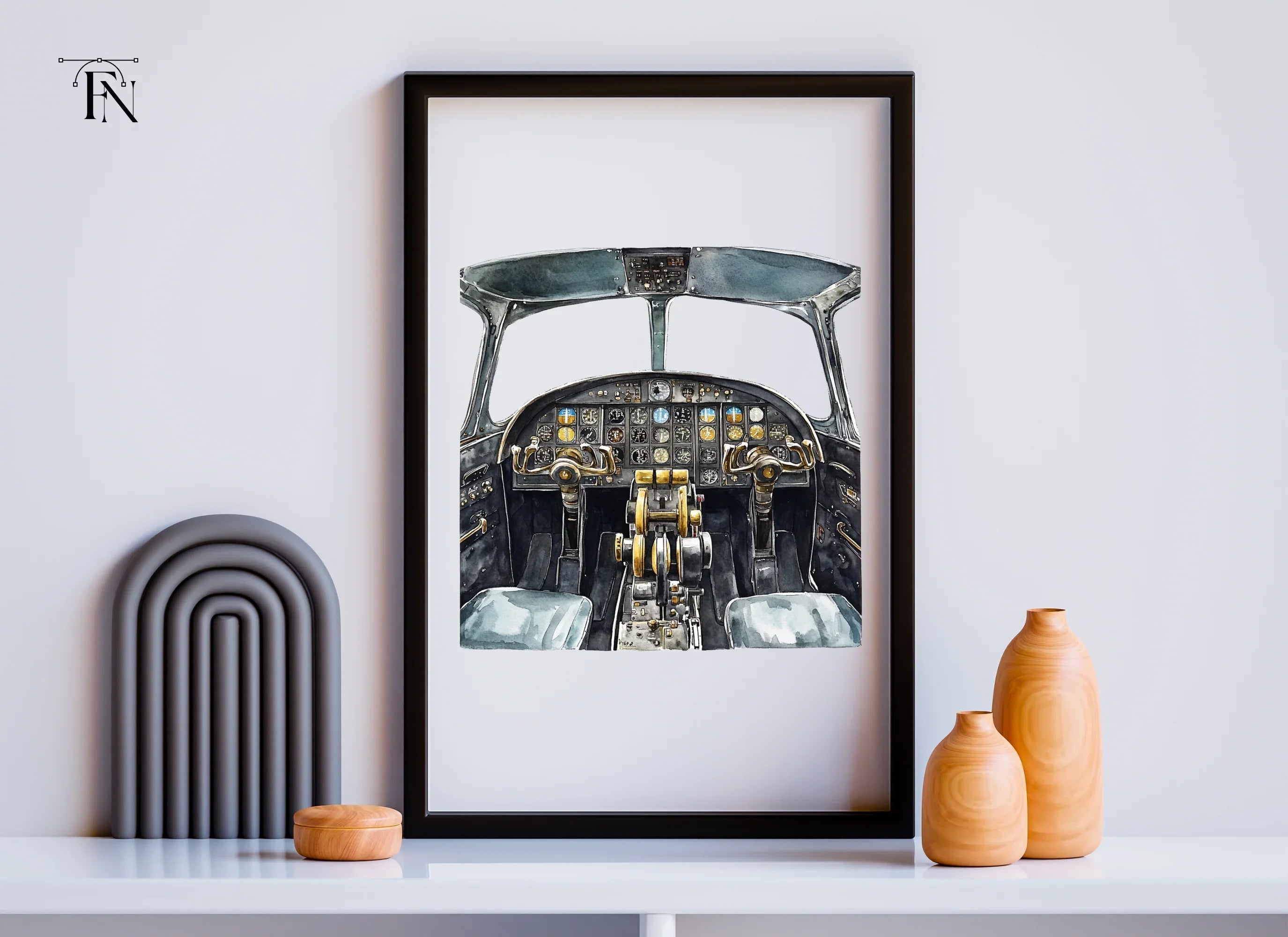 Vintage Airplane Cockpit Clipart Bundle