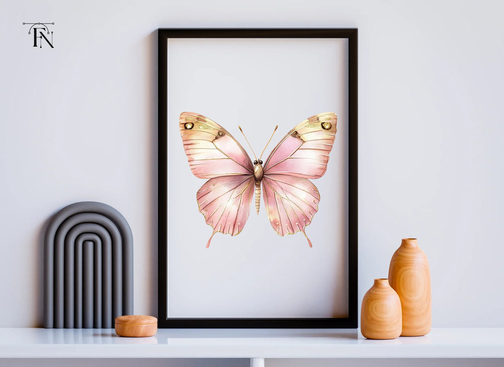 Elegant Pink and Gold Butterfly Clipart Bundle