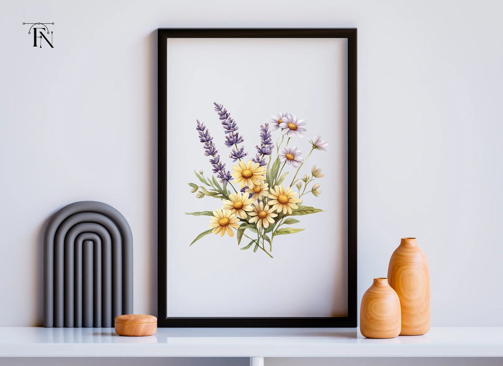 Lavender and Daisy Bouquets Clipart Bundle