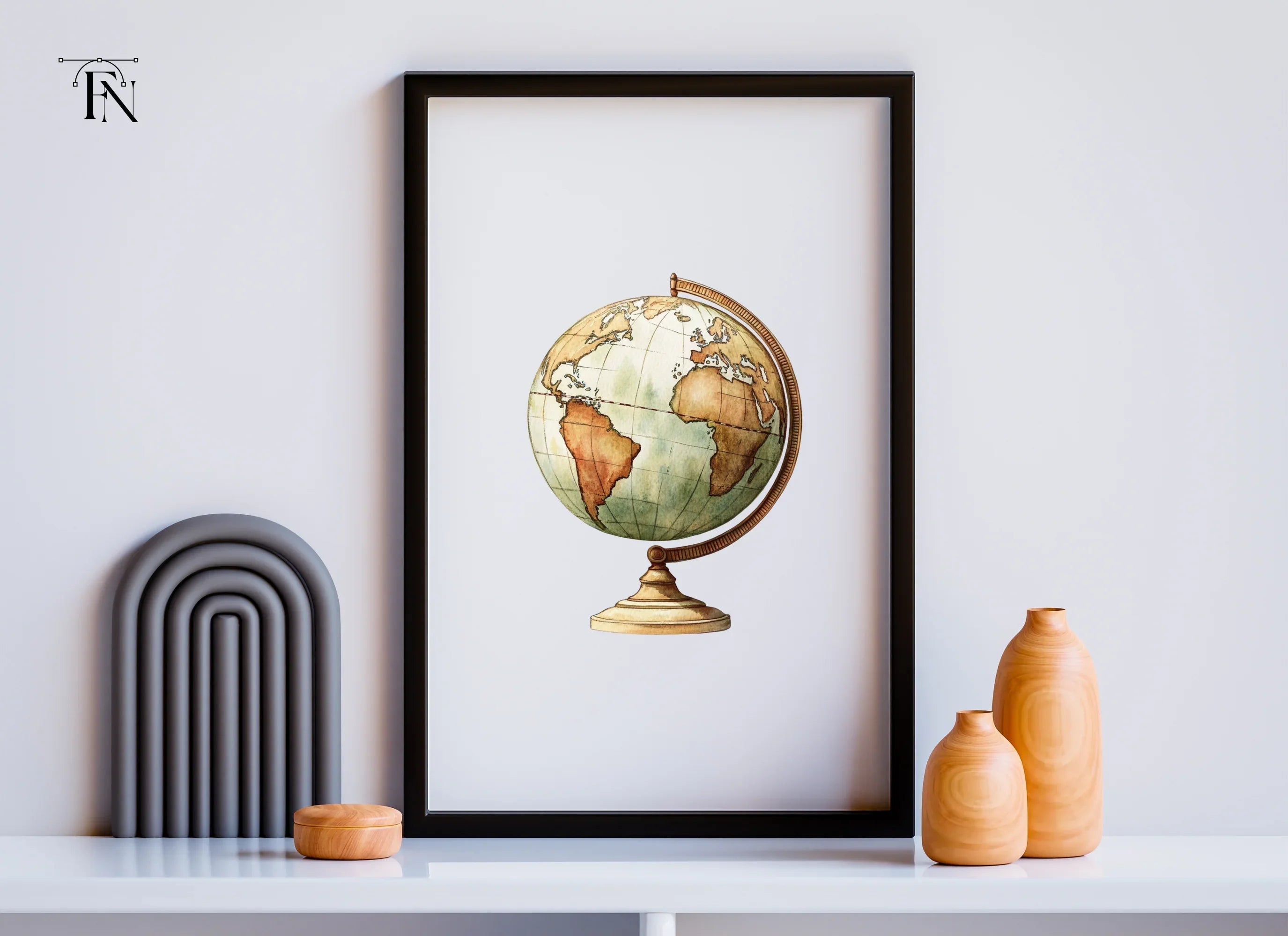 Vintage Globe Clipart Bundle