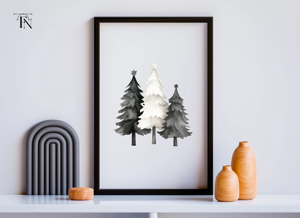 Monochrome Pine Tree Clipart Bundle