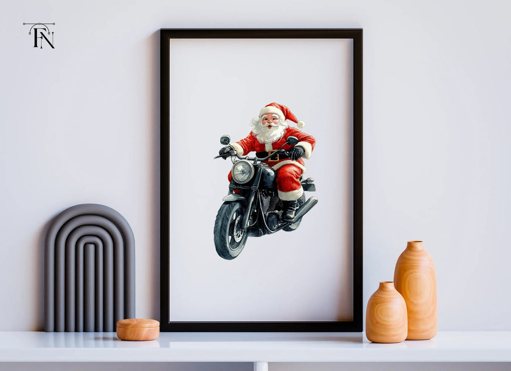 Cool Santa Claus on Motorcycle Clipart Bundle