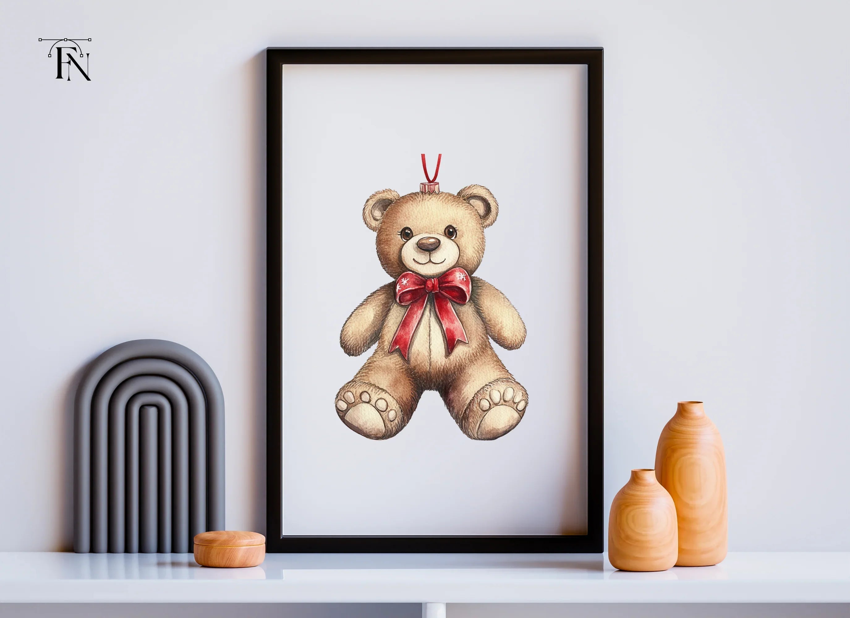 Cute Christmas Teddy Bear Ornament Clipart Bundle
