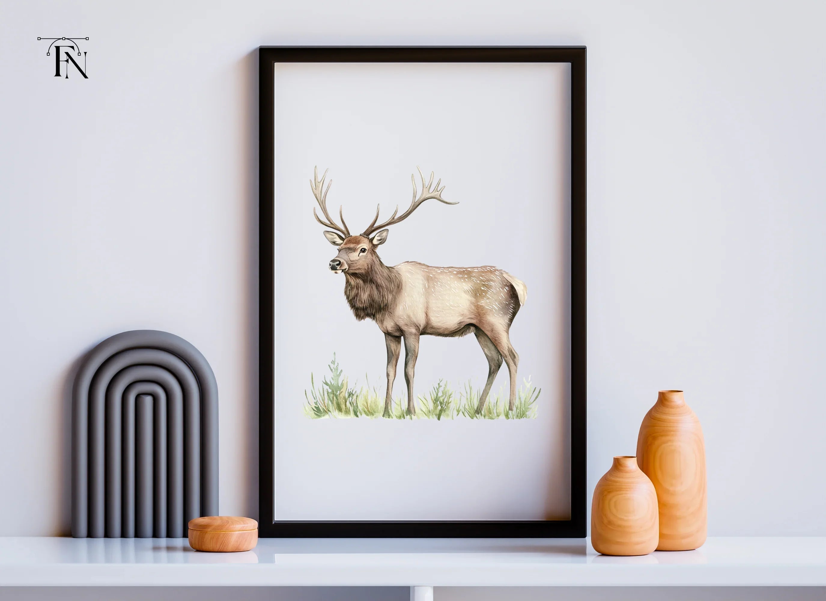 Graceful Elk Standing in Grass Clipart Bundle