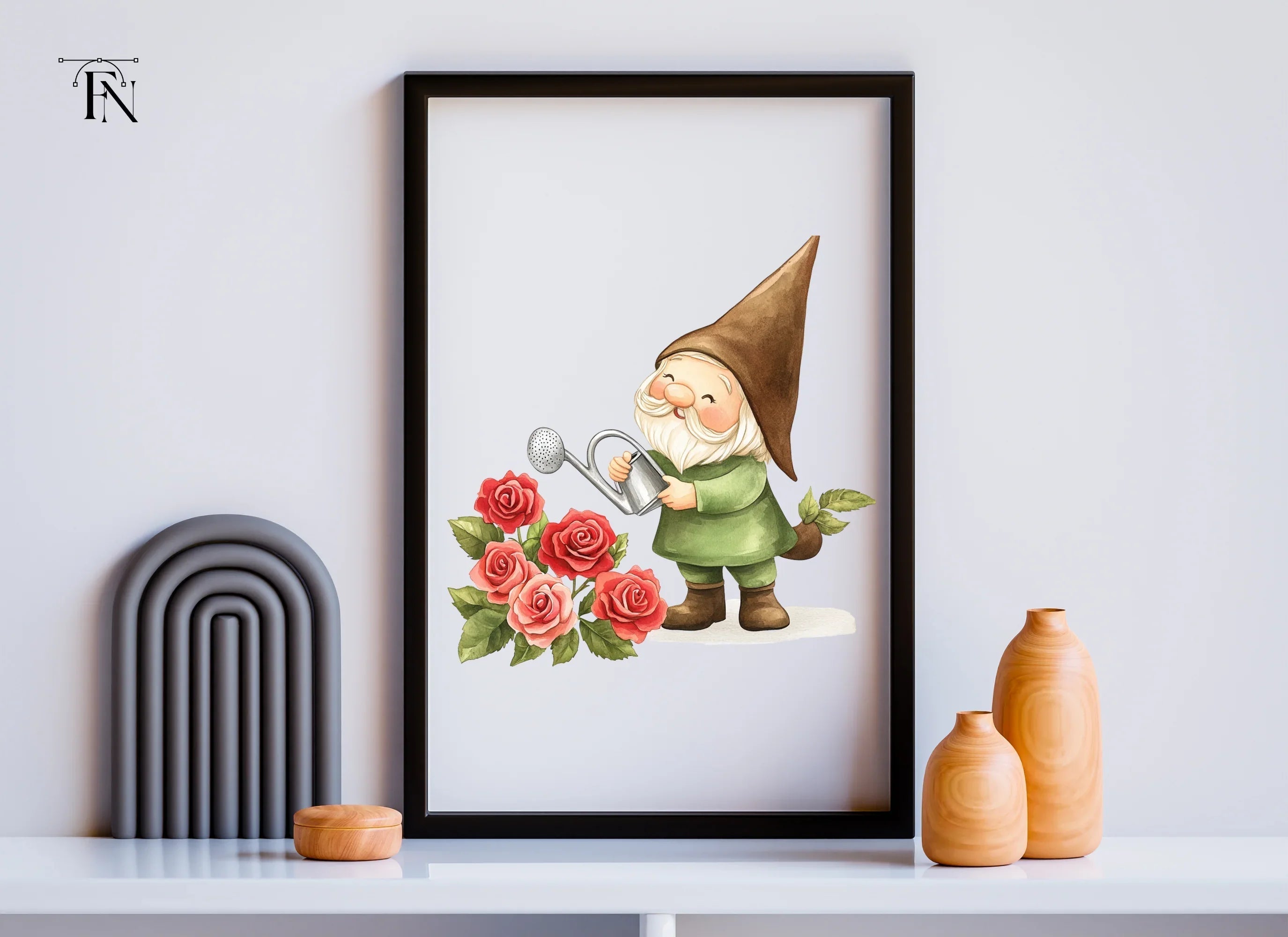 Gardening Gnomes with Roses Clipart Bundle