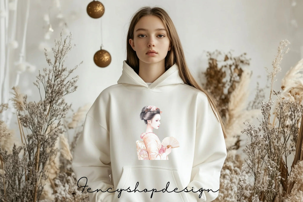 Geisha Ladies with Fans Clipart Bundle