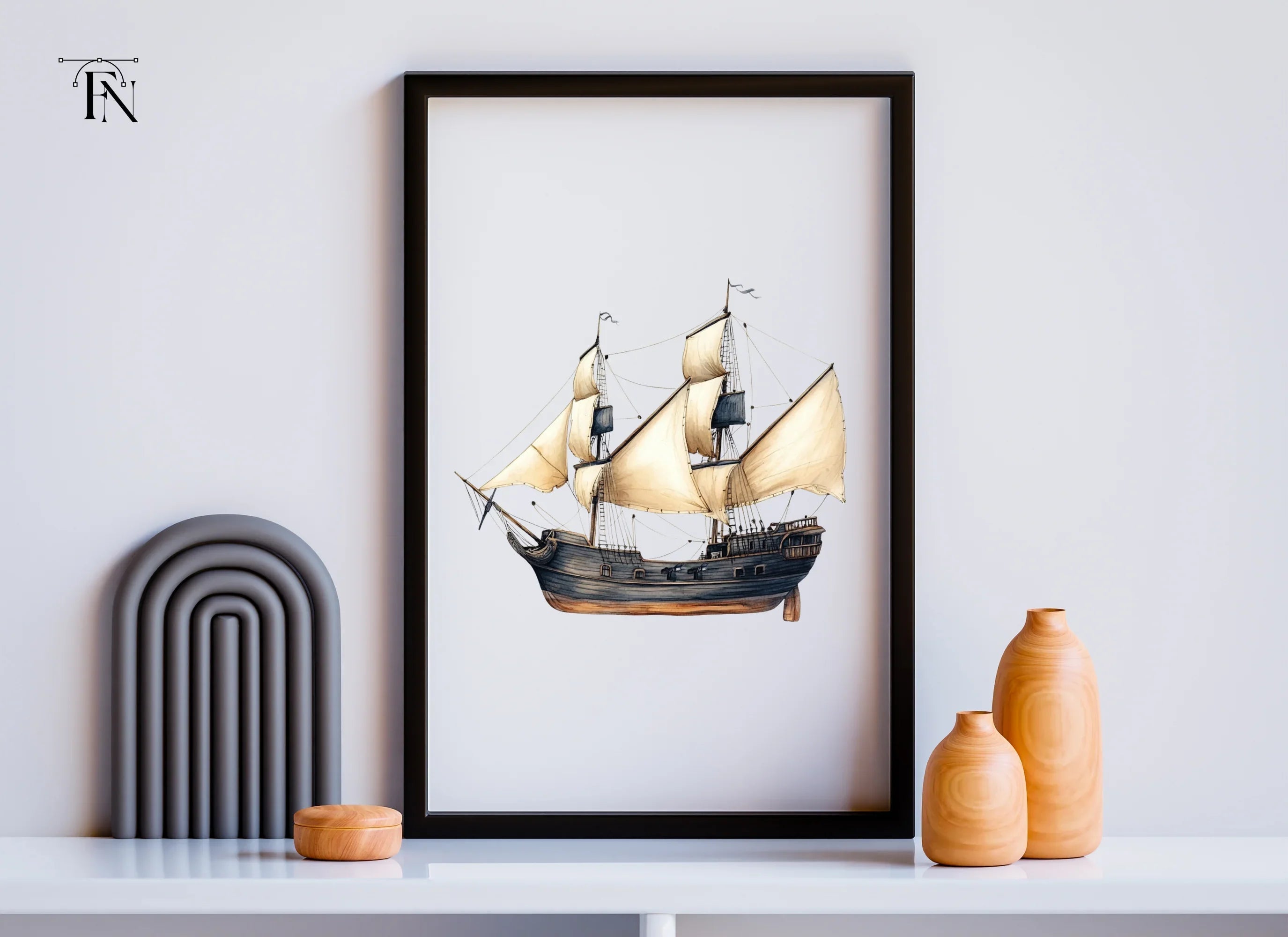 Vintage Pirate Ships Clipart Bundle