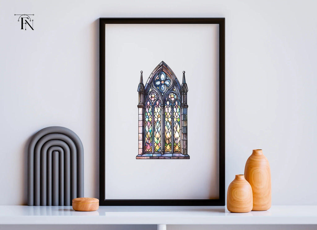 Gothic Stained Glass Window Clipart Bundle