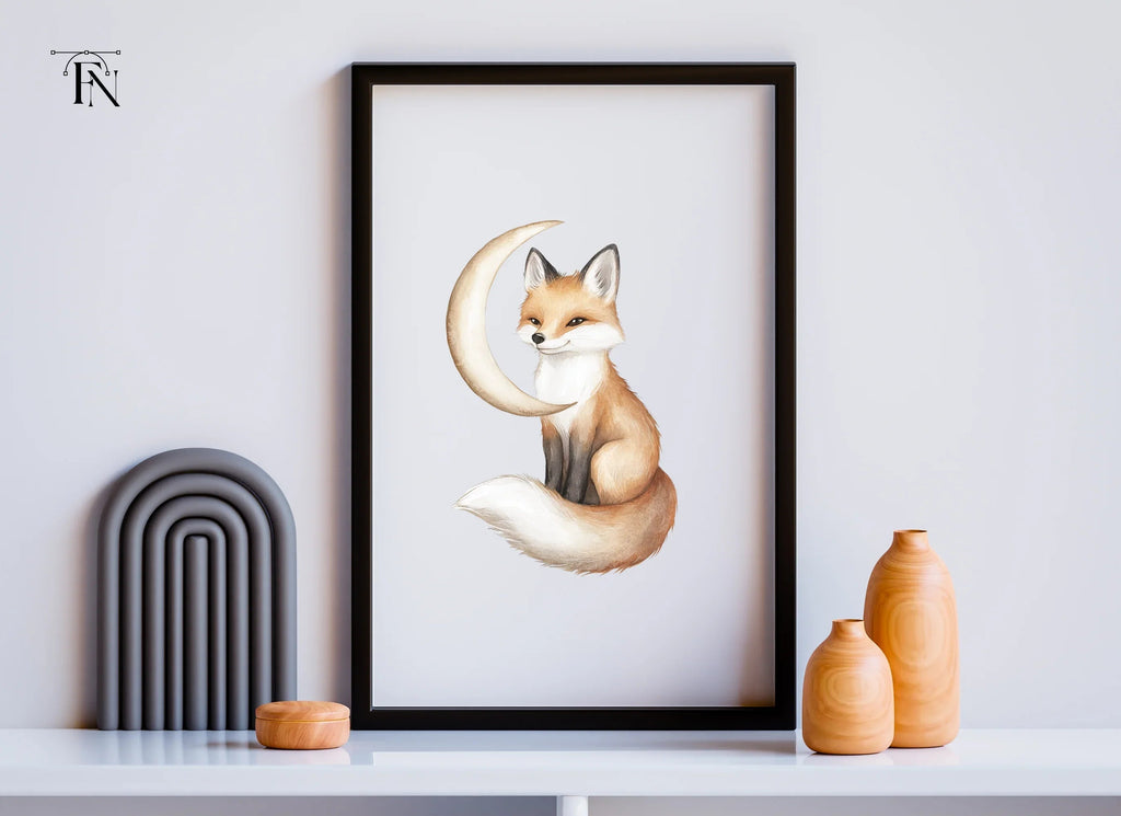 Cute Fox and Moon Clipart Bundle
