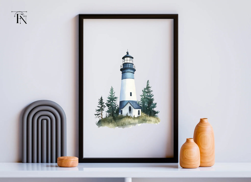 Lighthouse and Pine Trees Clipart Bundle