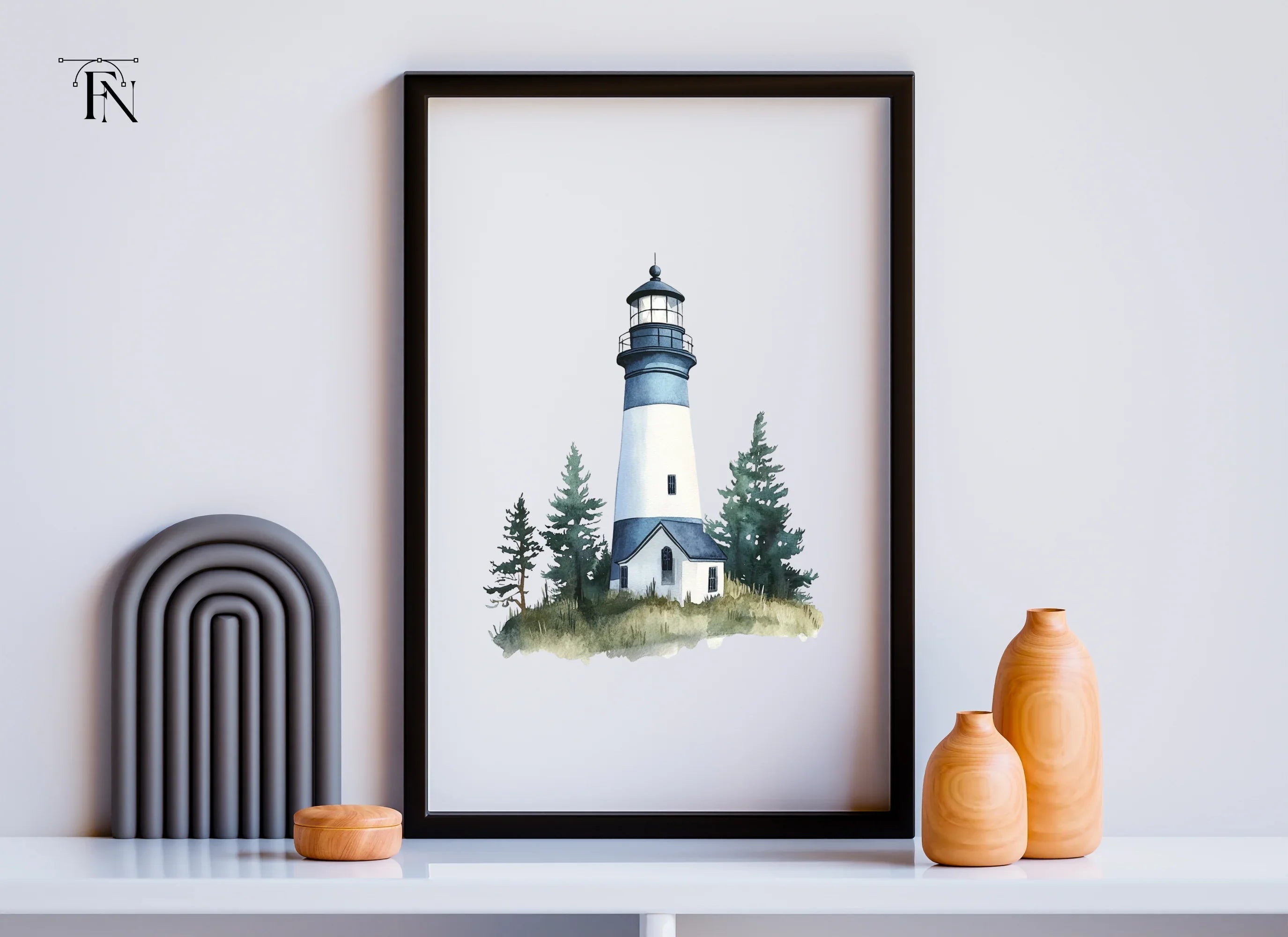Lighthouse and Pine Trees Clipart Bundle
