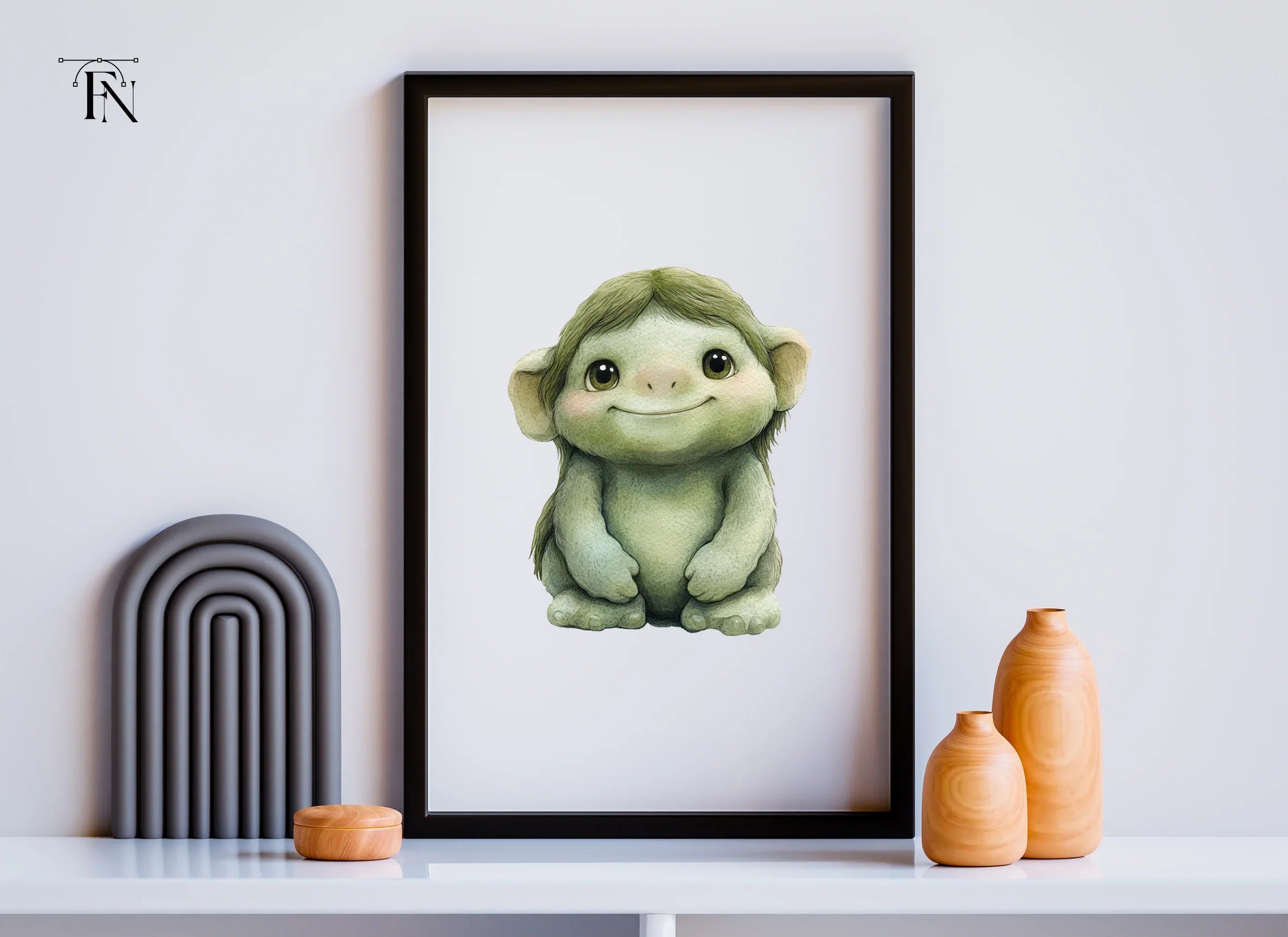 Cute Green Troll Creature Clipart Bundle
