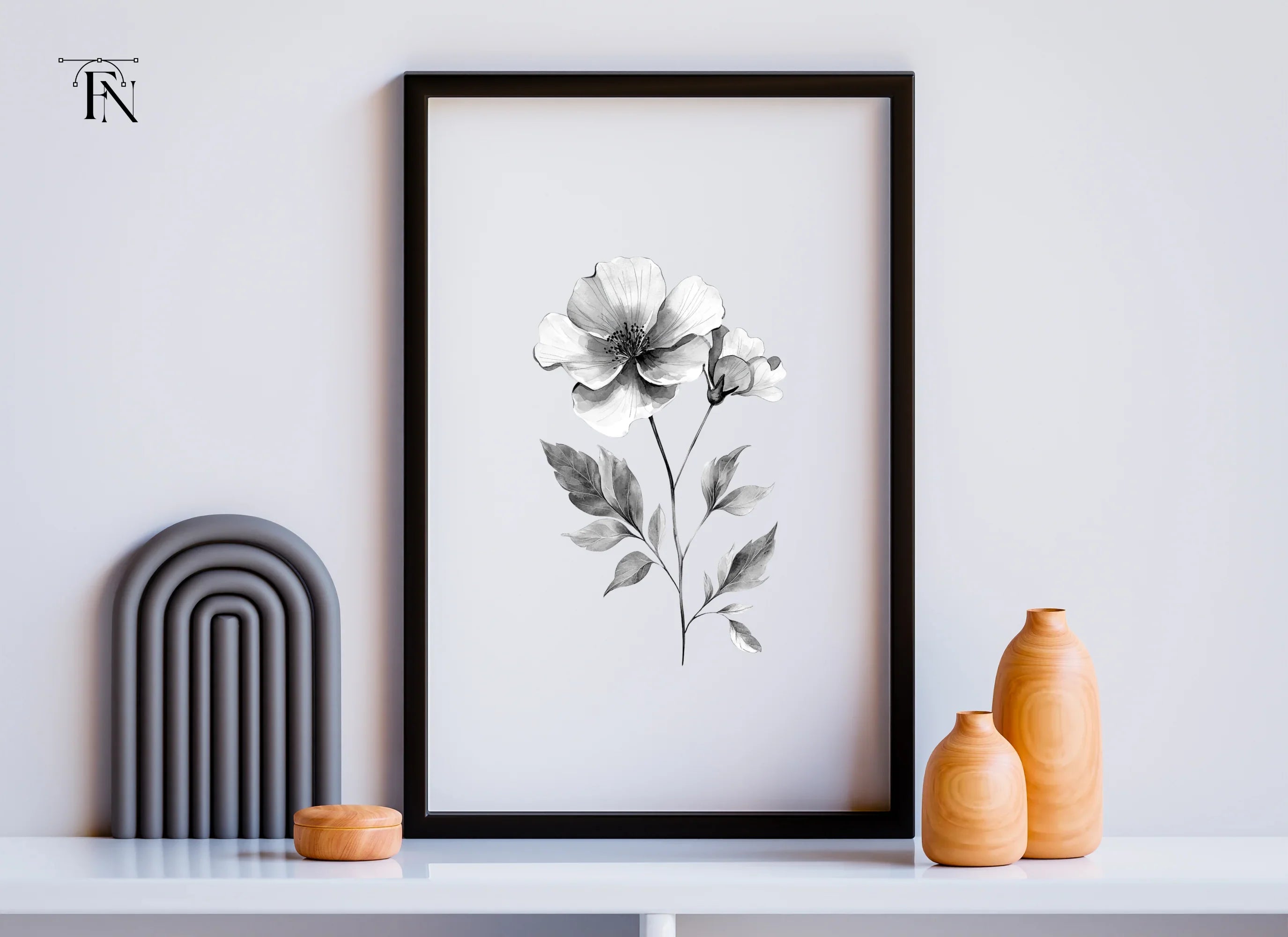 Monochrome Flower Clipart Bundle