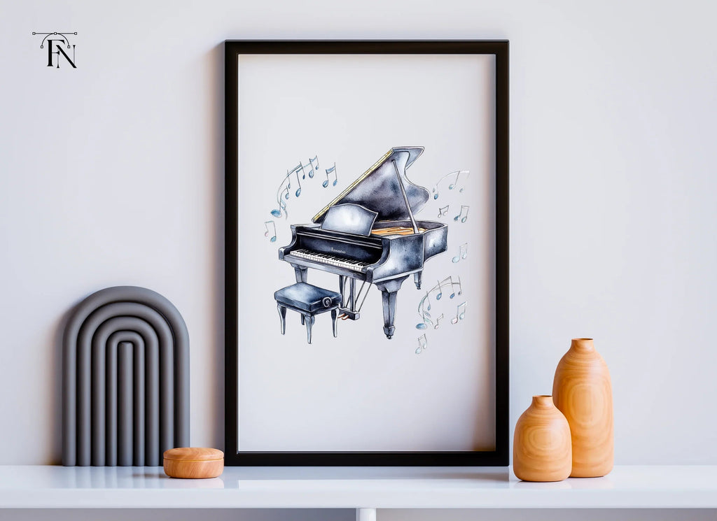 Musical Grand Piano with Notes Clipart Bundle