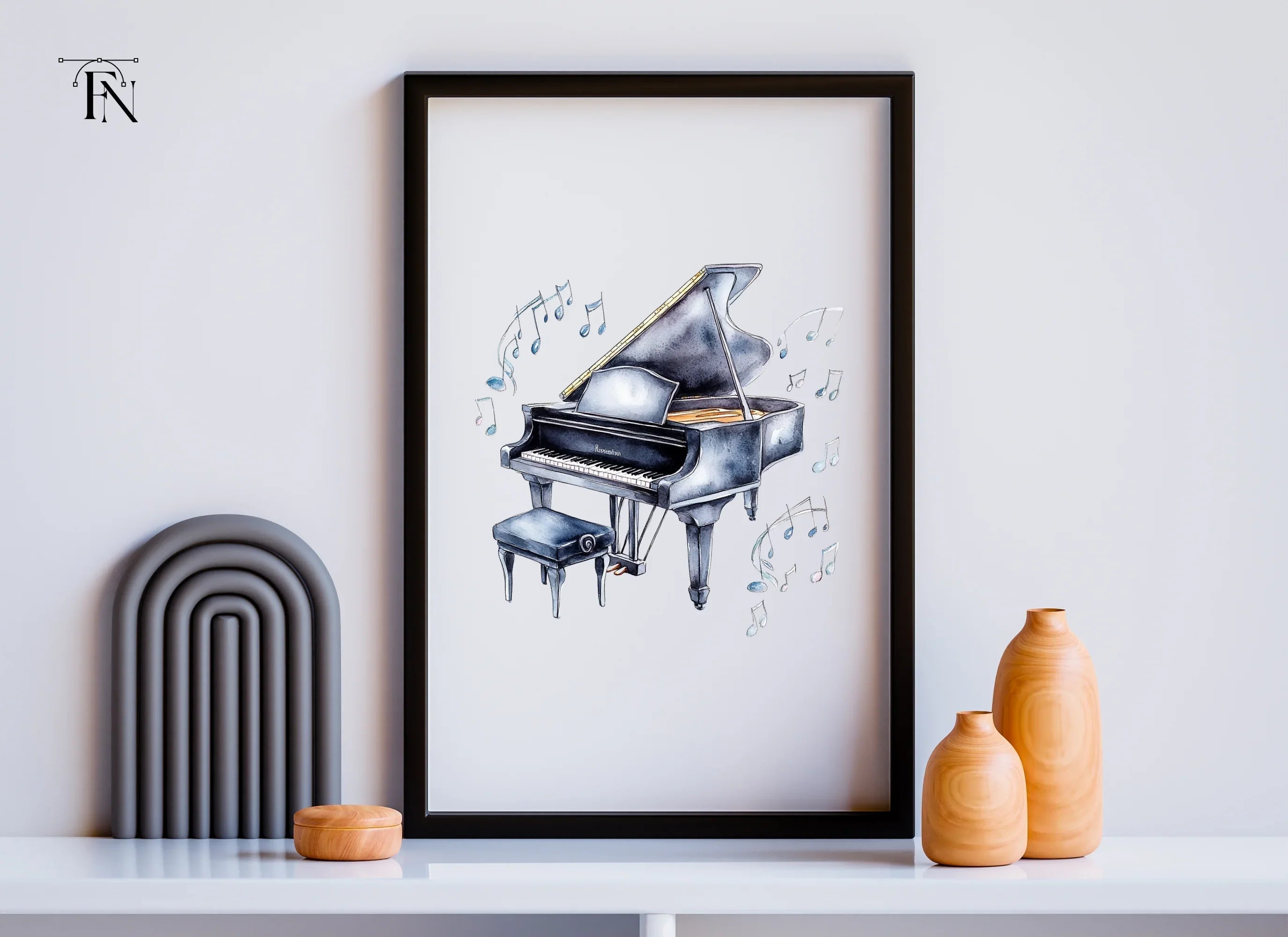 Musical Grand Piano with Notes Clipart Bundle
