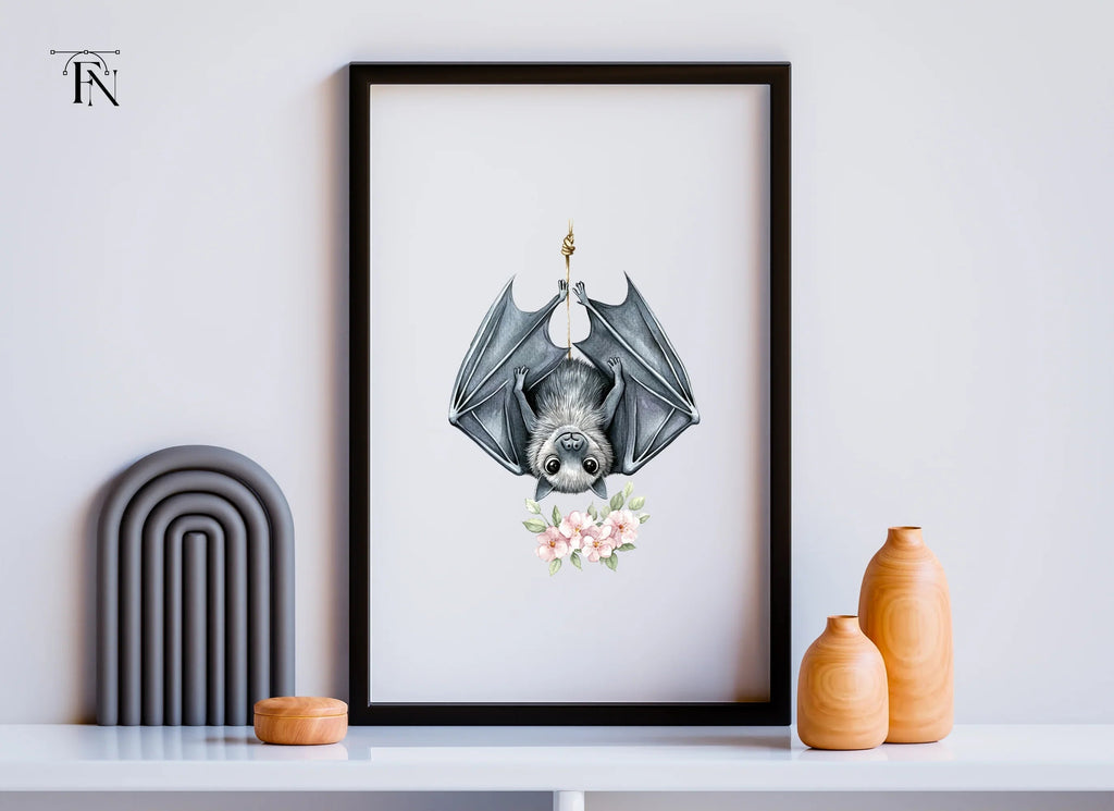Cute Bat with Flowers Clipart Bundle