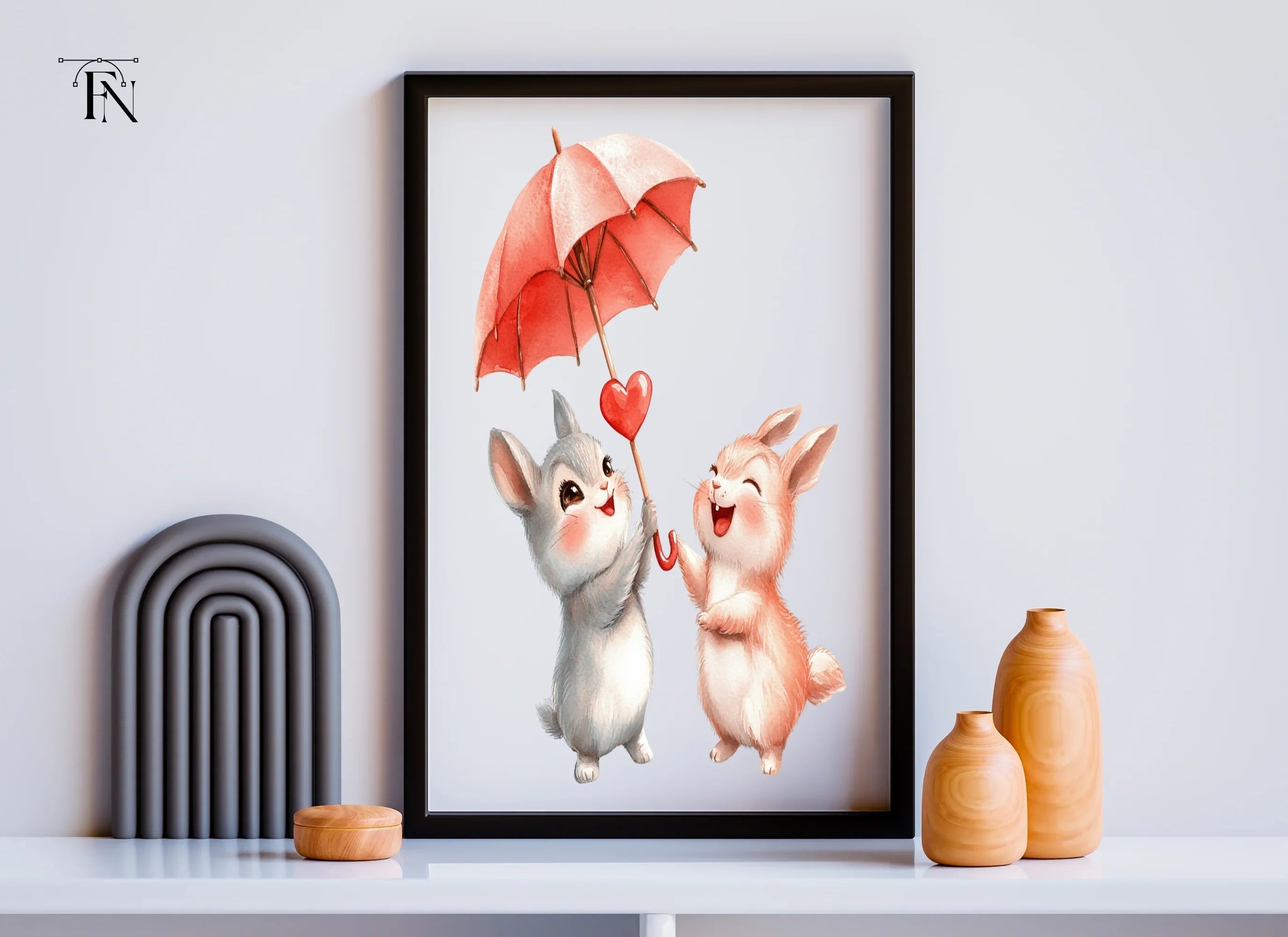 Cute Animals with Umbrellas Clipart Bundle
