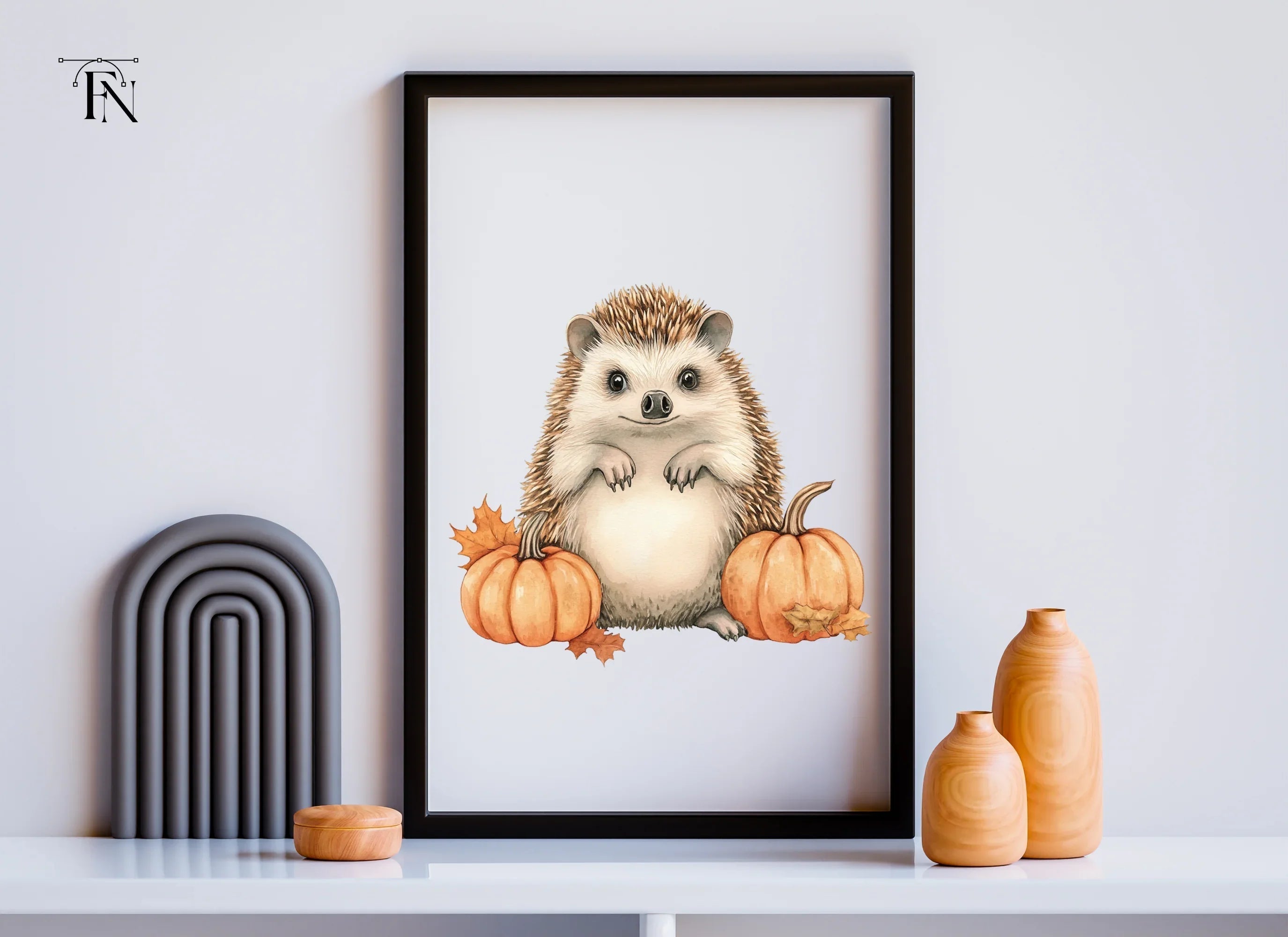 Hedgehog and Pumpkins Fall Clipart Bundle