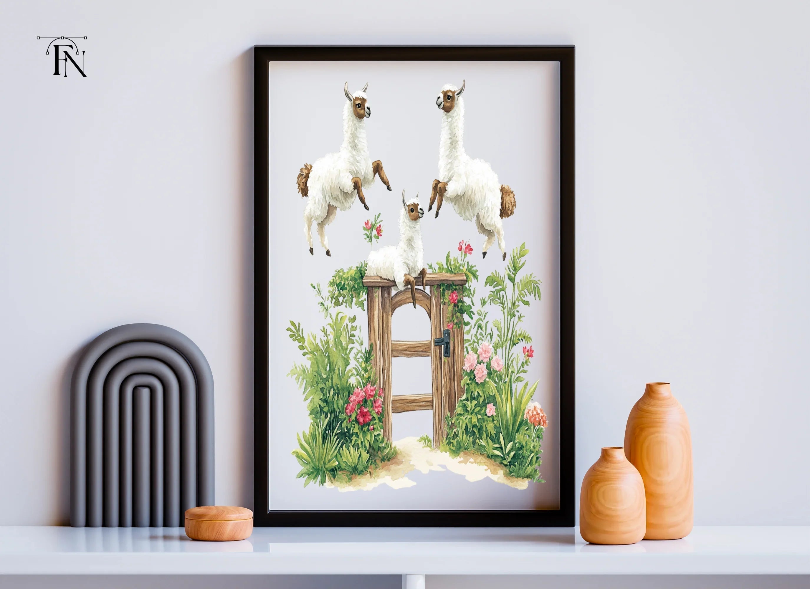 Llamas and Rustic Garden Gates Clipart Bundle