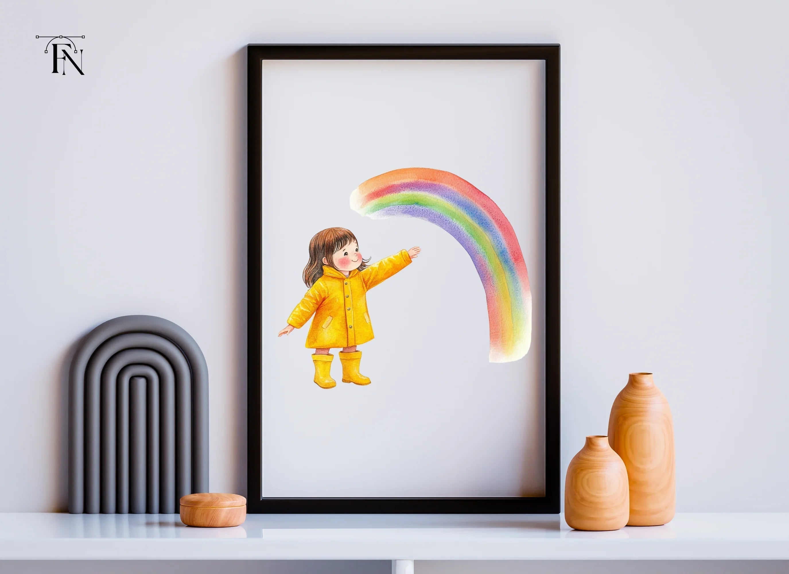 Happy Girl with Rainbow Clipart Bundle