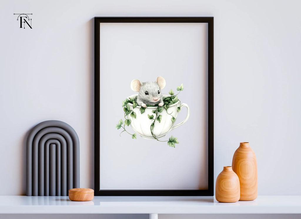 Cute Mice in Teacups Clipart Bundle