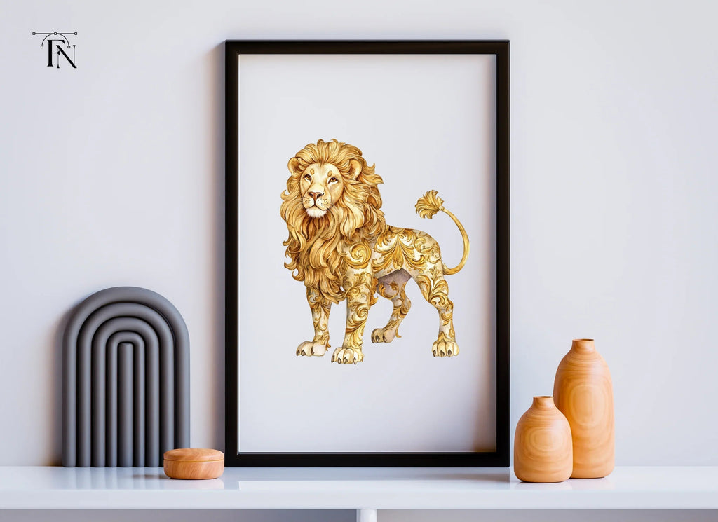 Golden Ornate Lion Clipart Bundle