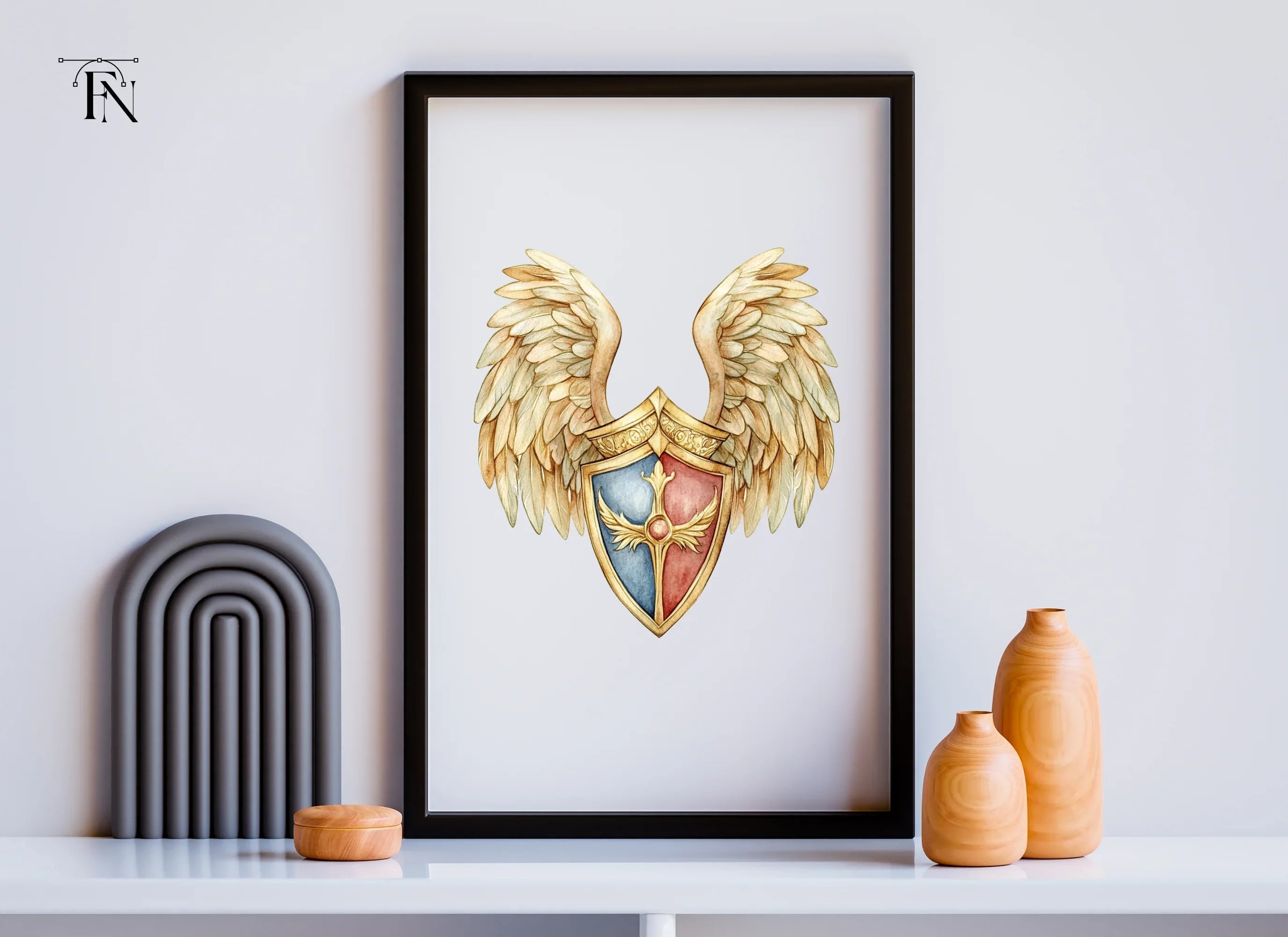Golden Winged Shields Clipart Bundle