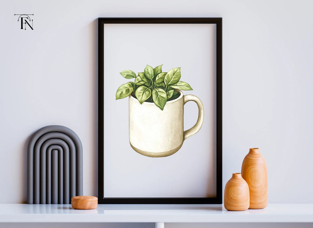 Potted Plants in Mugs Clipart Bundle