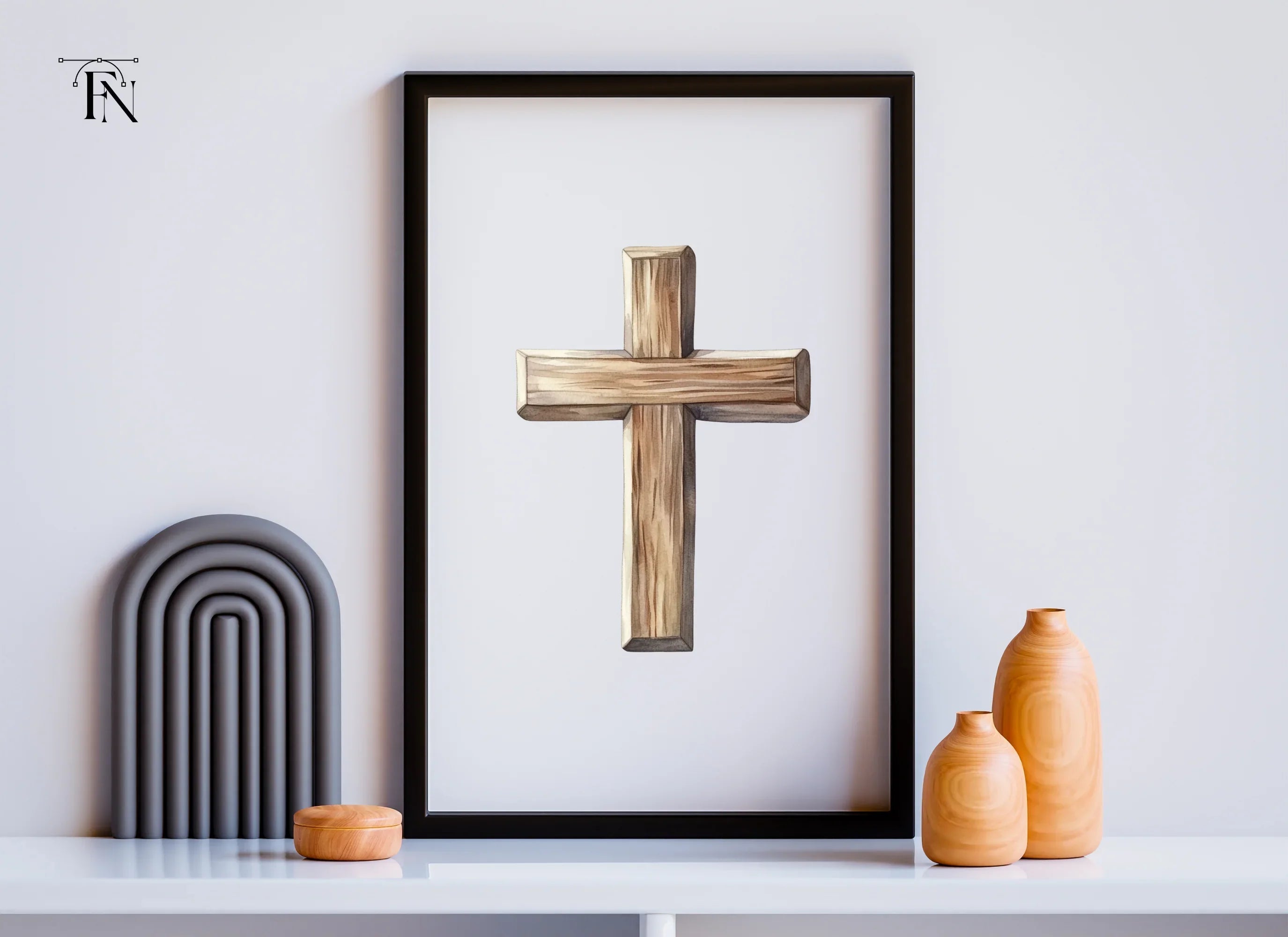 Rustic Wood Cross Illustration Clipart Bundle