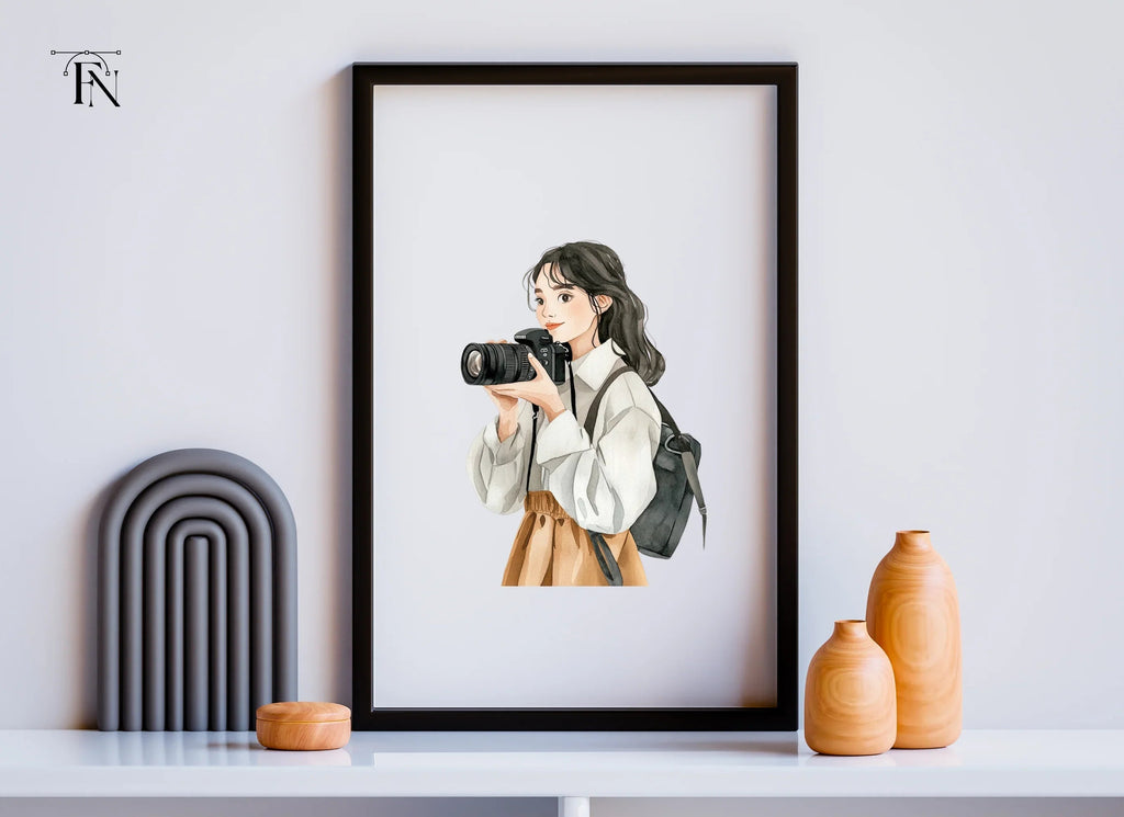Stylish Girl Photographer Clipart Bundle
