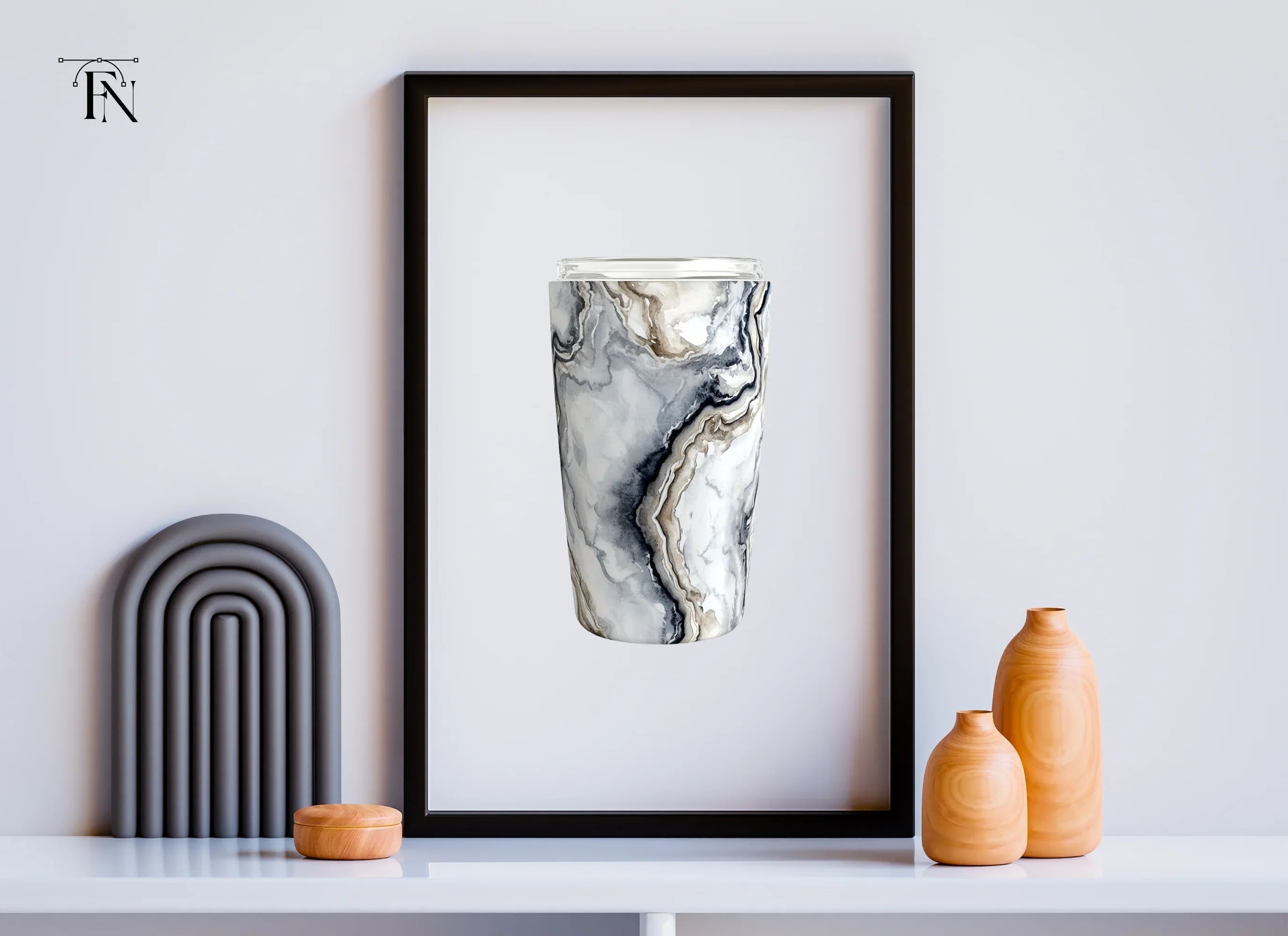 Abstract Swirl Marble Tumbler Clipart Bundle