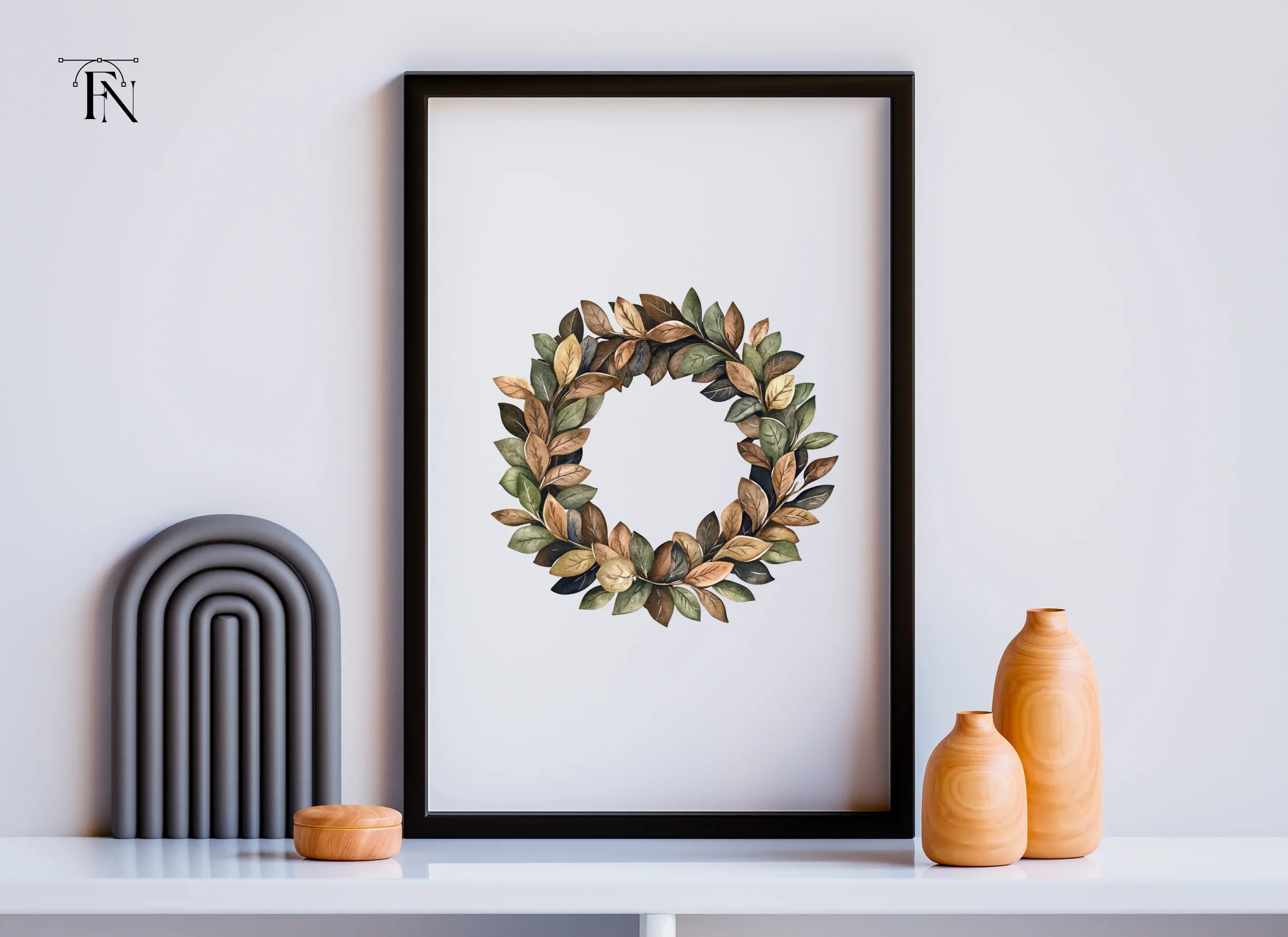 Autumn Leaves Wreath Clipart Bundle