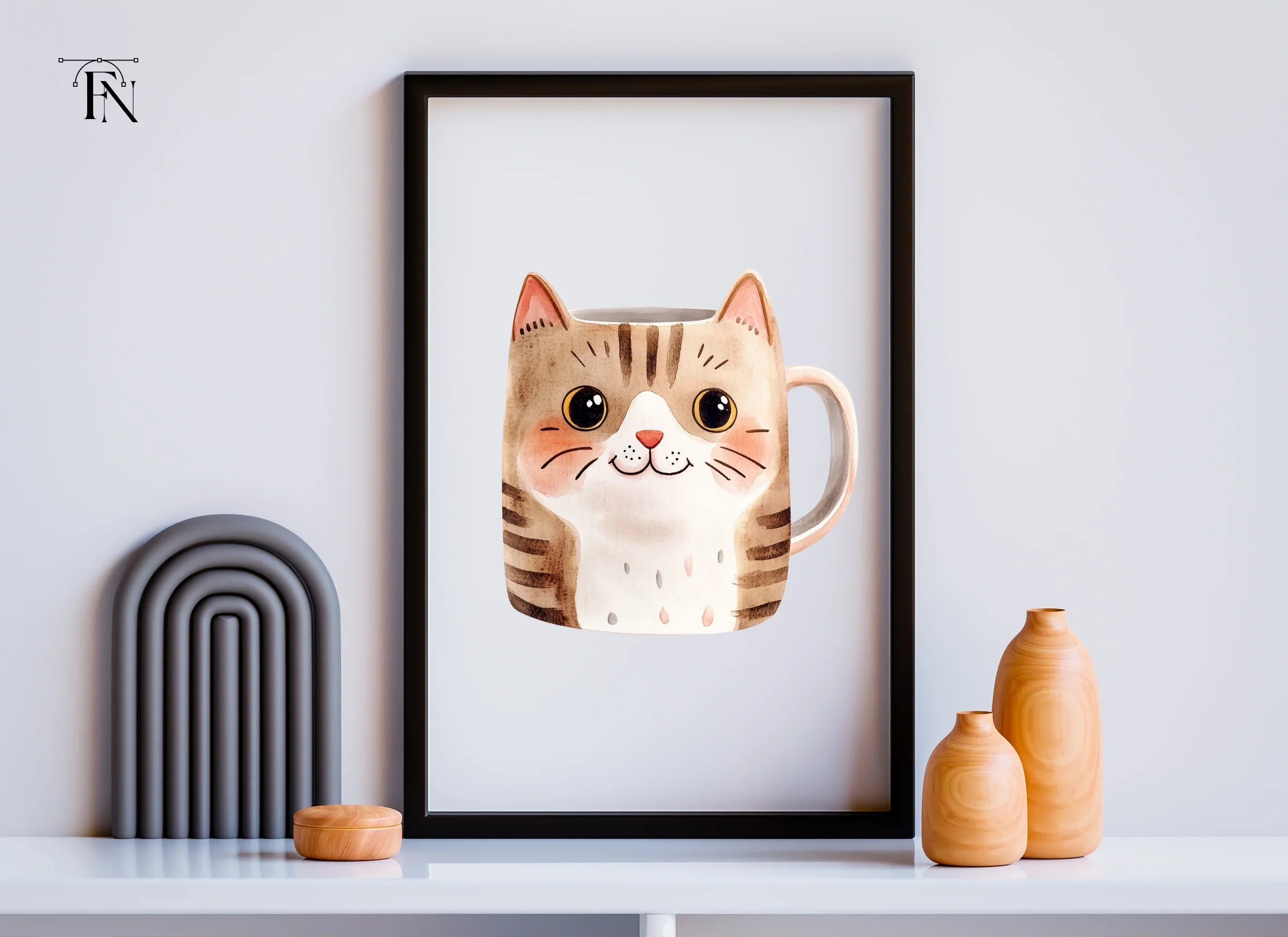 Cute Cat Mugs Clipart Bundle