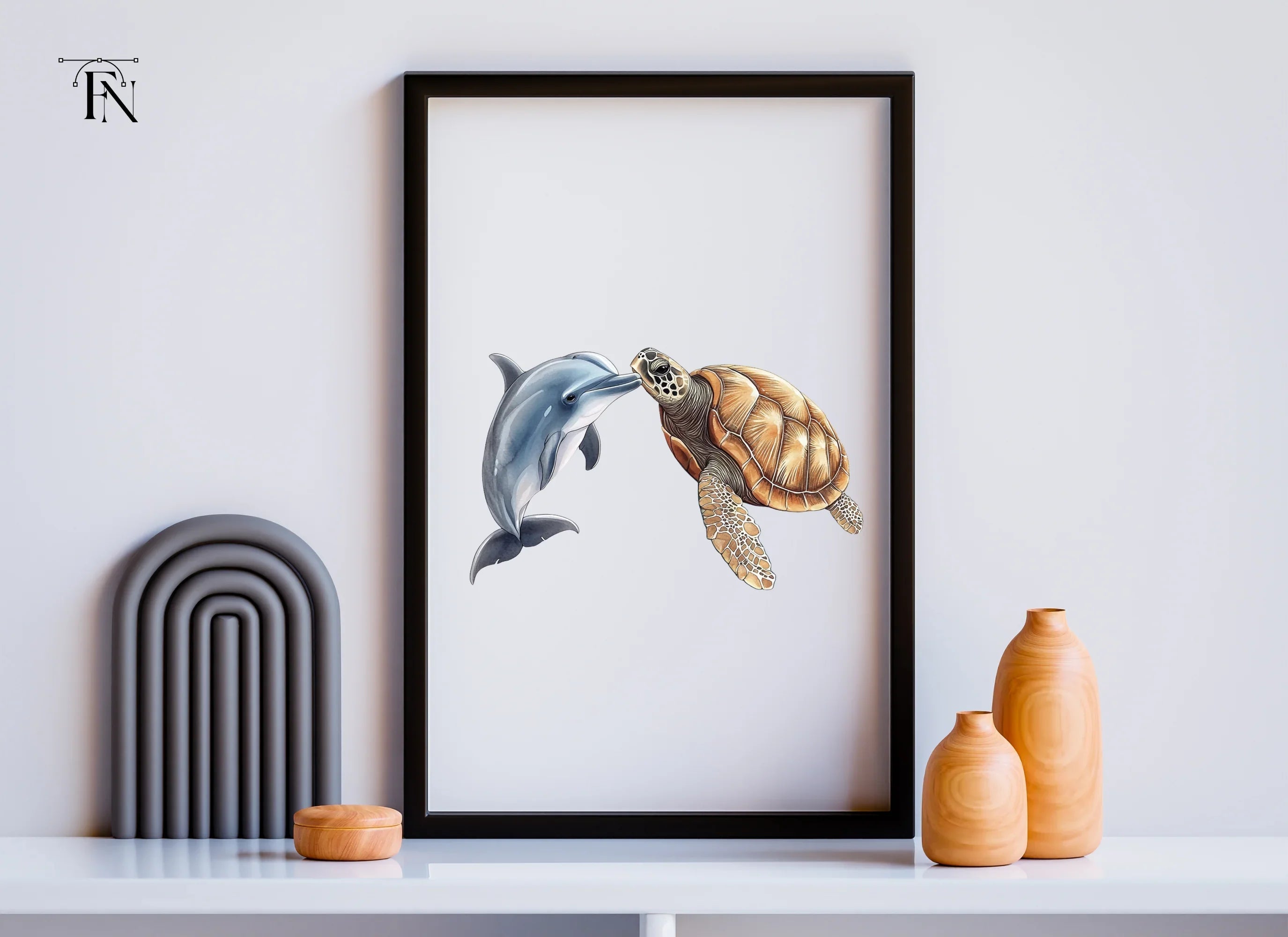 Dolphin and Sea Turtle Clipart Bundle