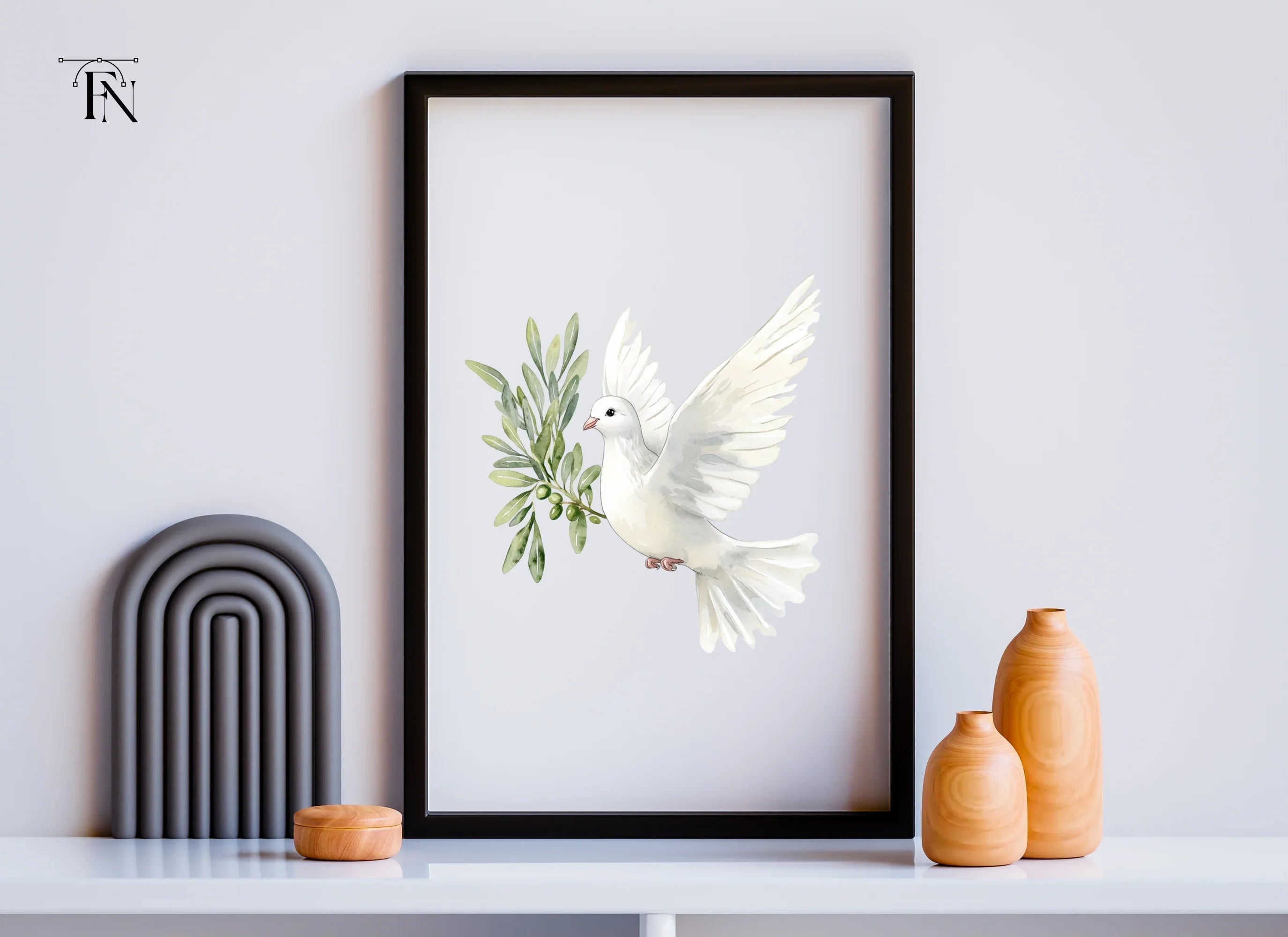 Flying Doves with Olive Branches Clipart Bundle